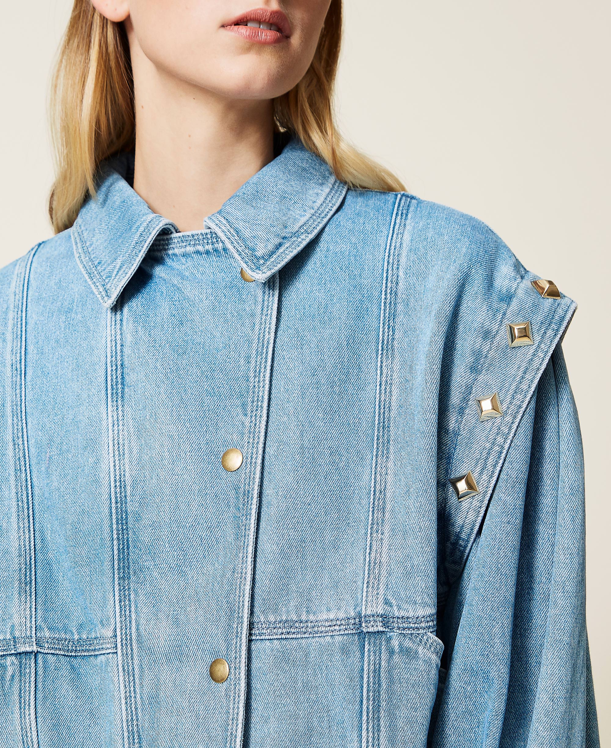 Denim jacket with studs Woman, Blue TWINSET Milano