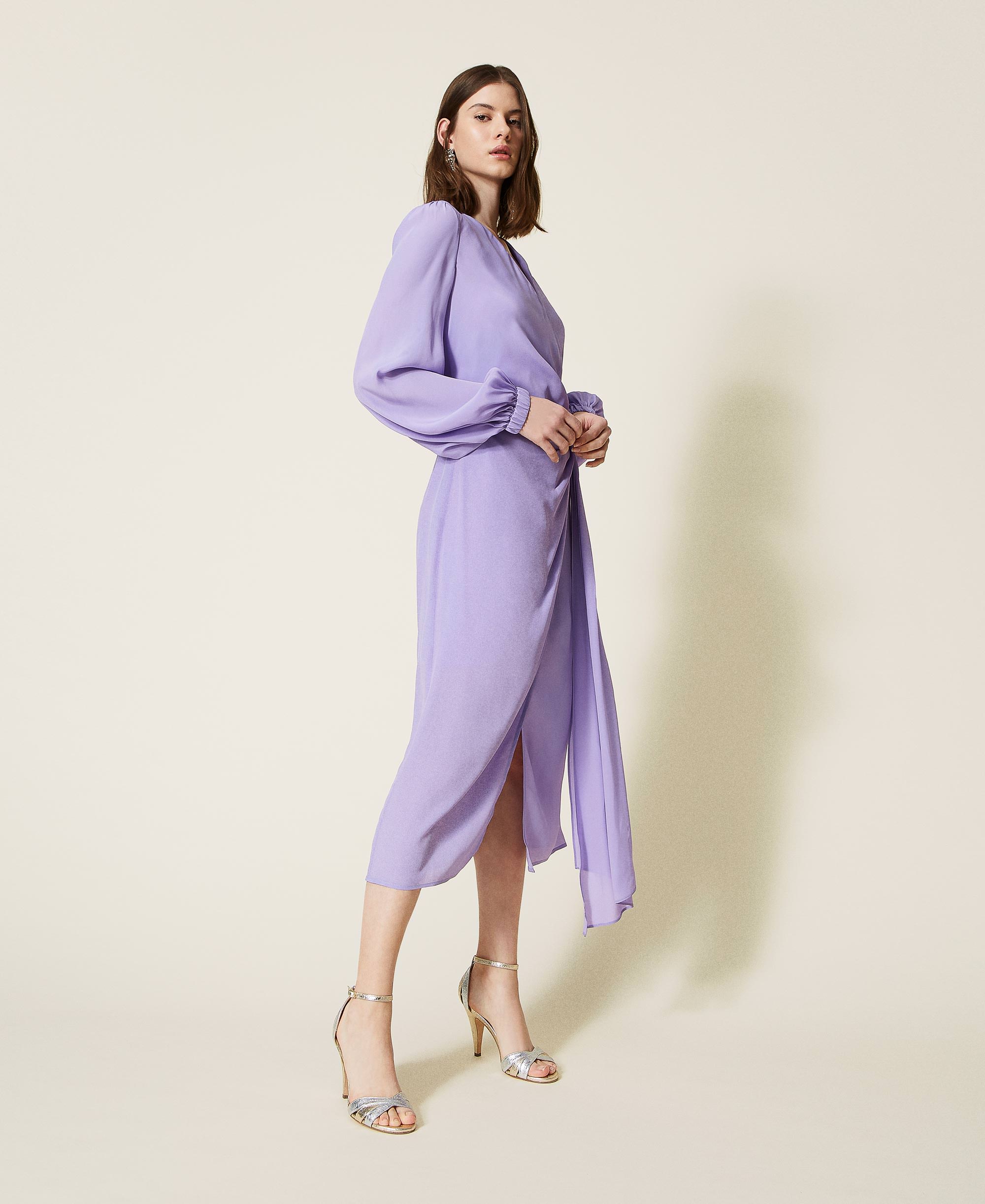Silk blend wrap dress Woman, Fuchsia | TWINSET Milano