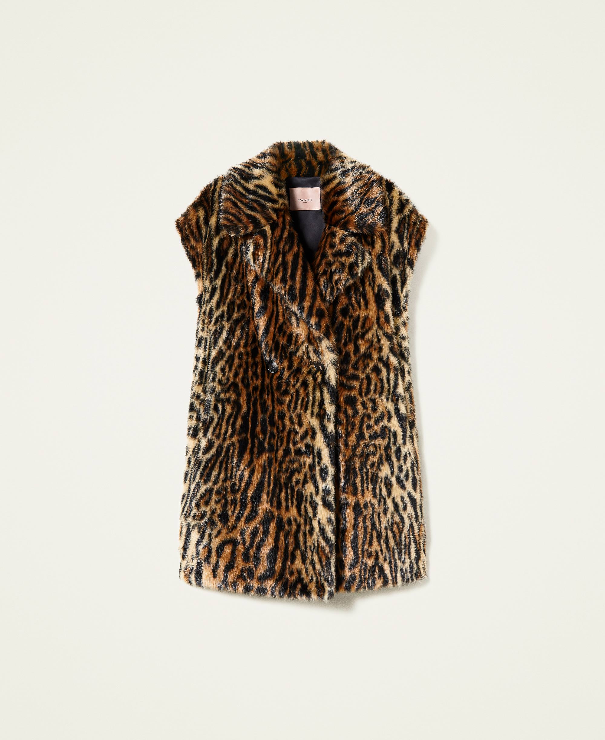 Animal print faux fur gilet Woman 