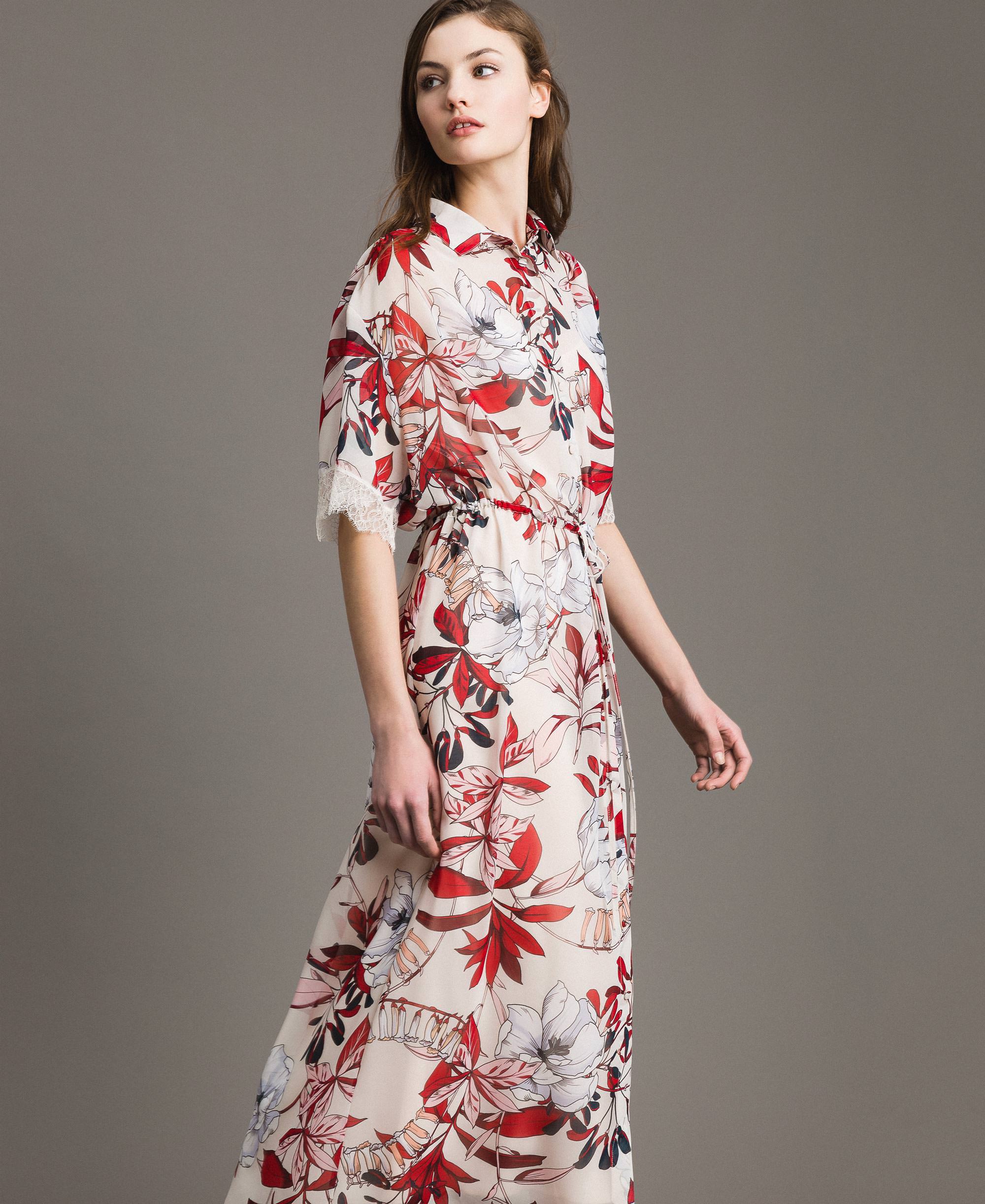 Long floral print georgette dress