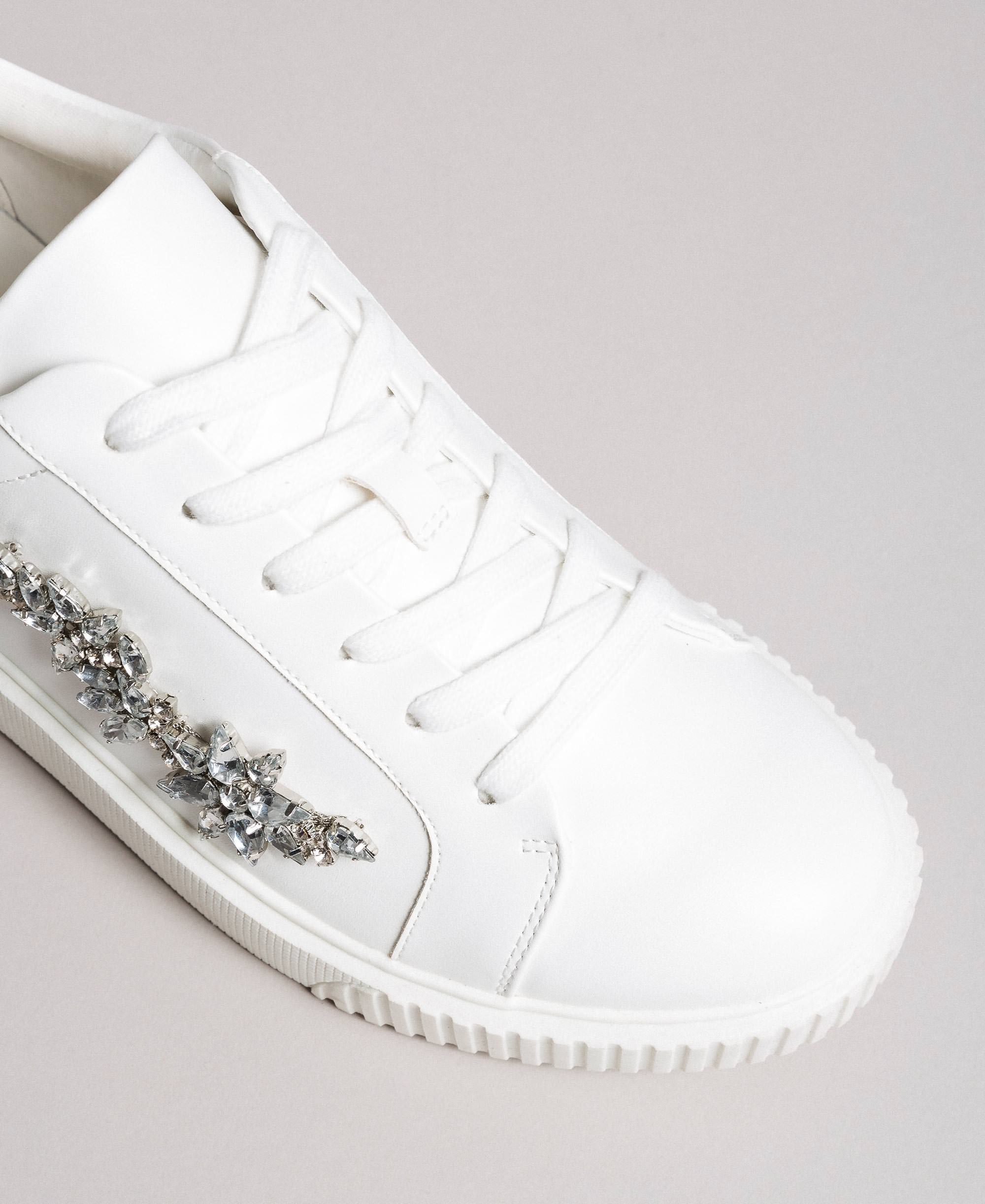 Faux leather sneakers with stones