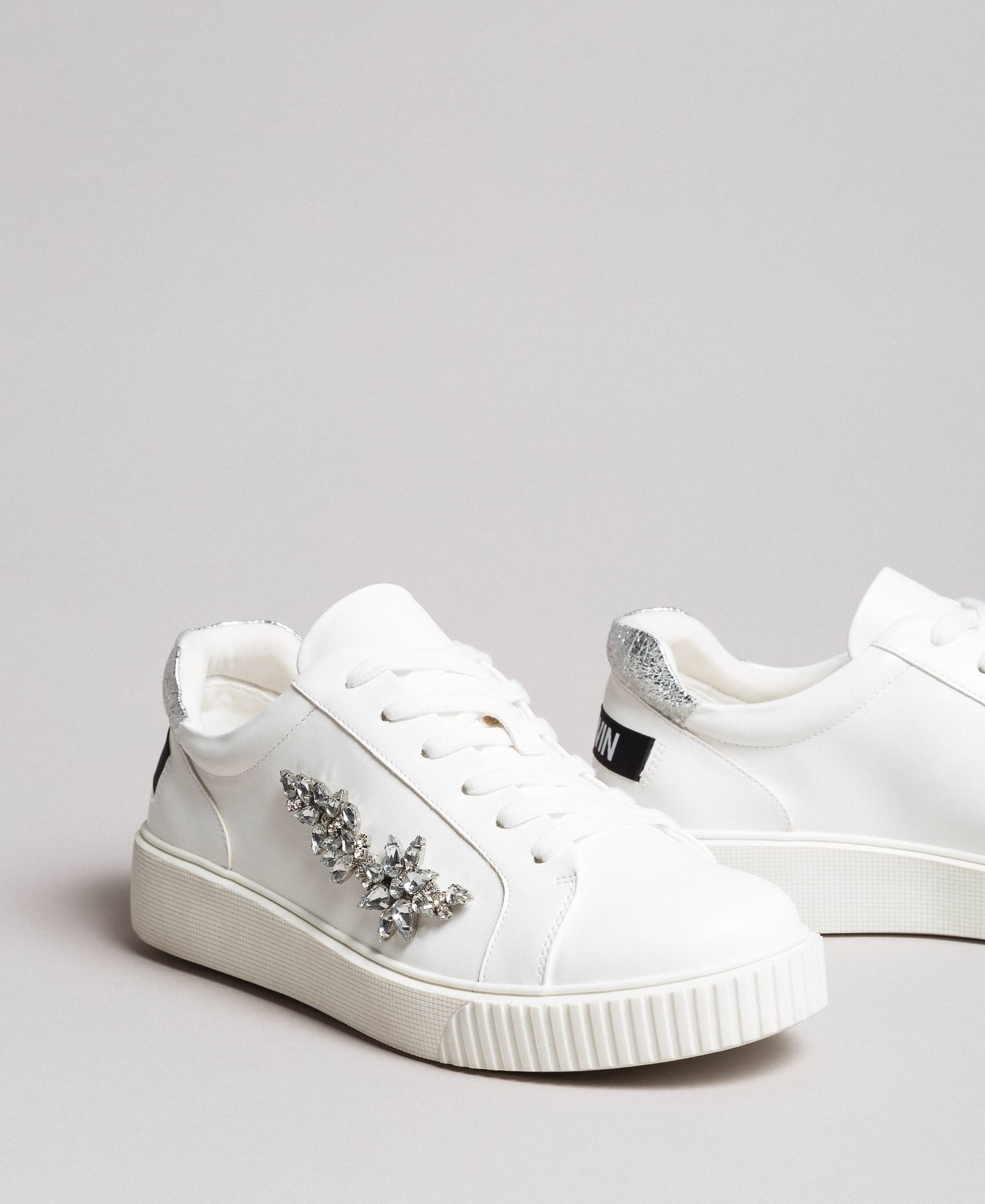Faux leather sneakers with stones