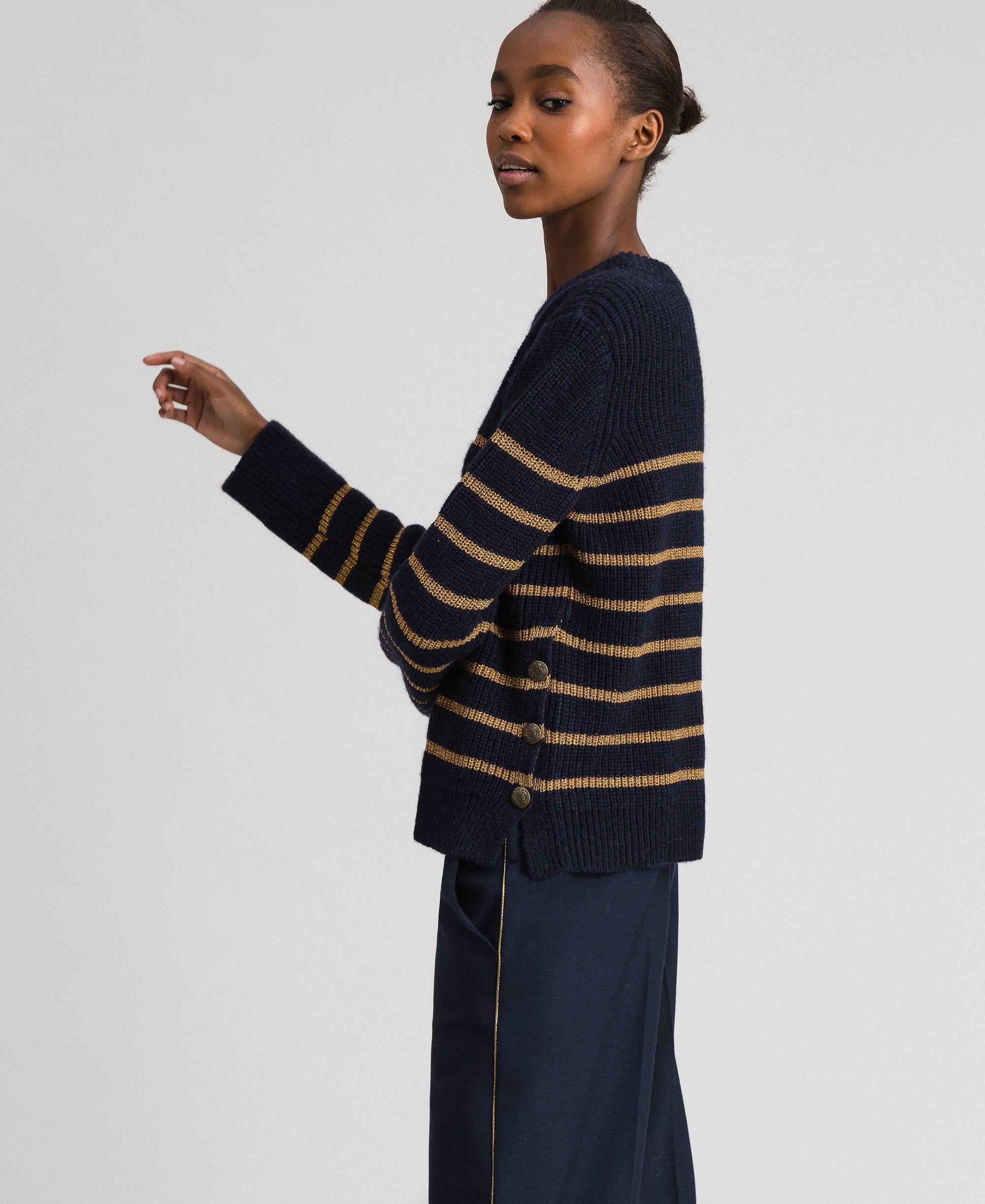 Surkana cappotto in maglia misto lana beige celeste