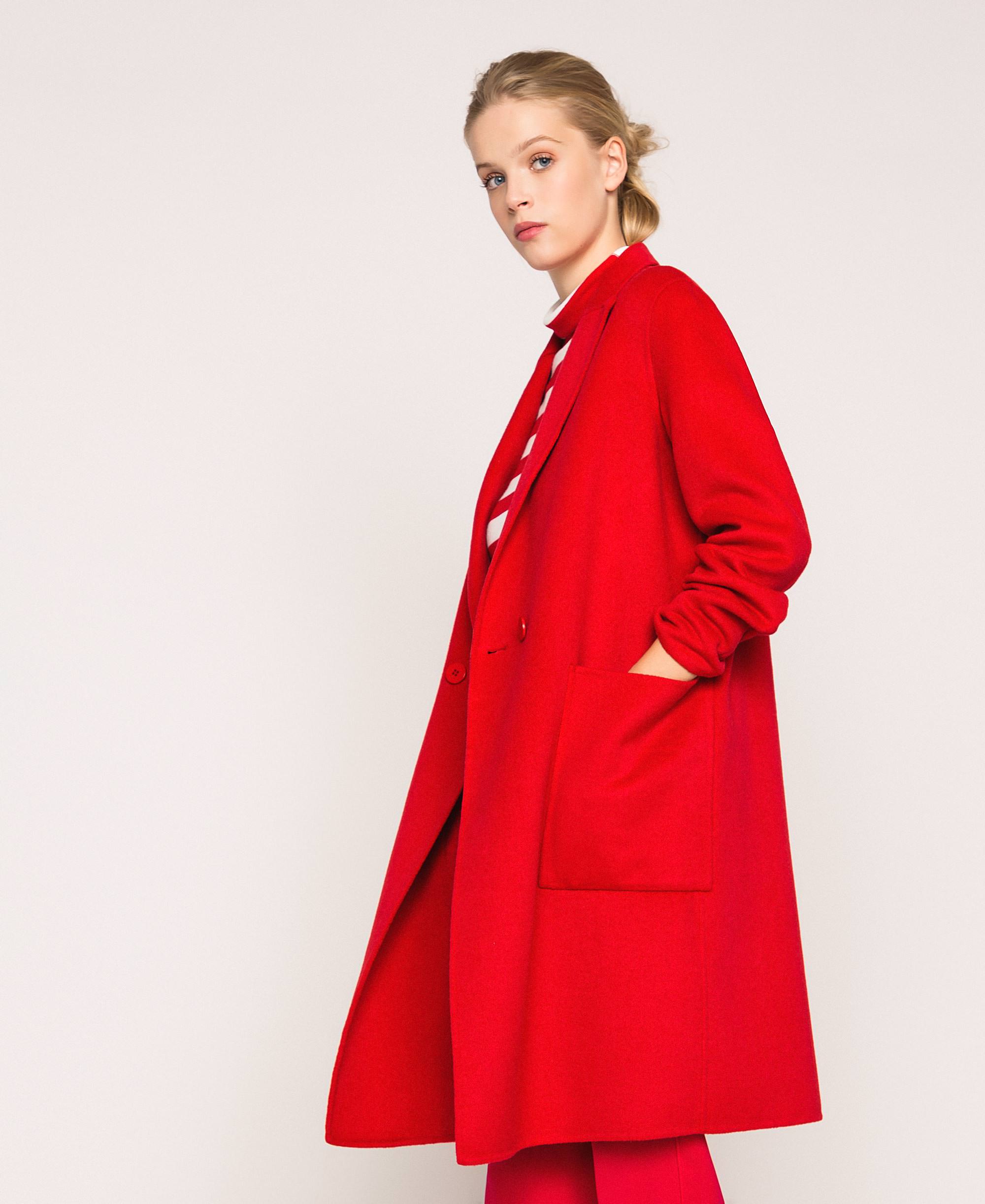 Double wool cloth coat Woman, Red | TWINSET Milano
