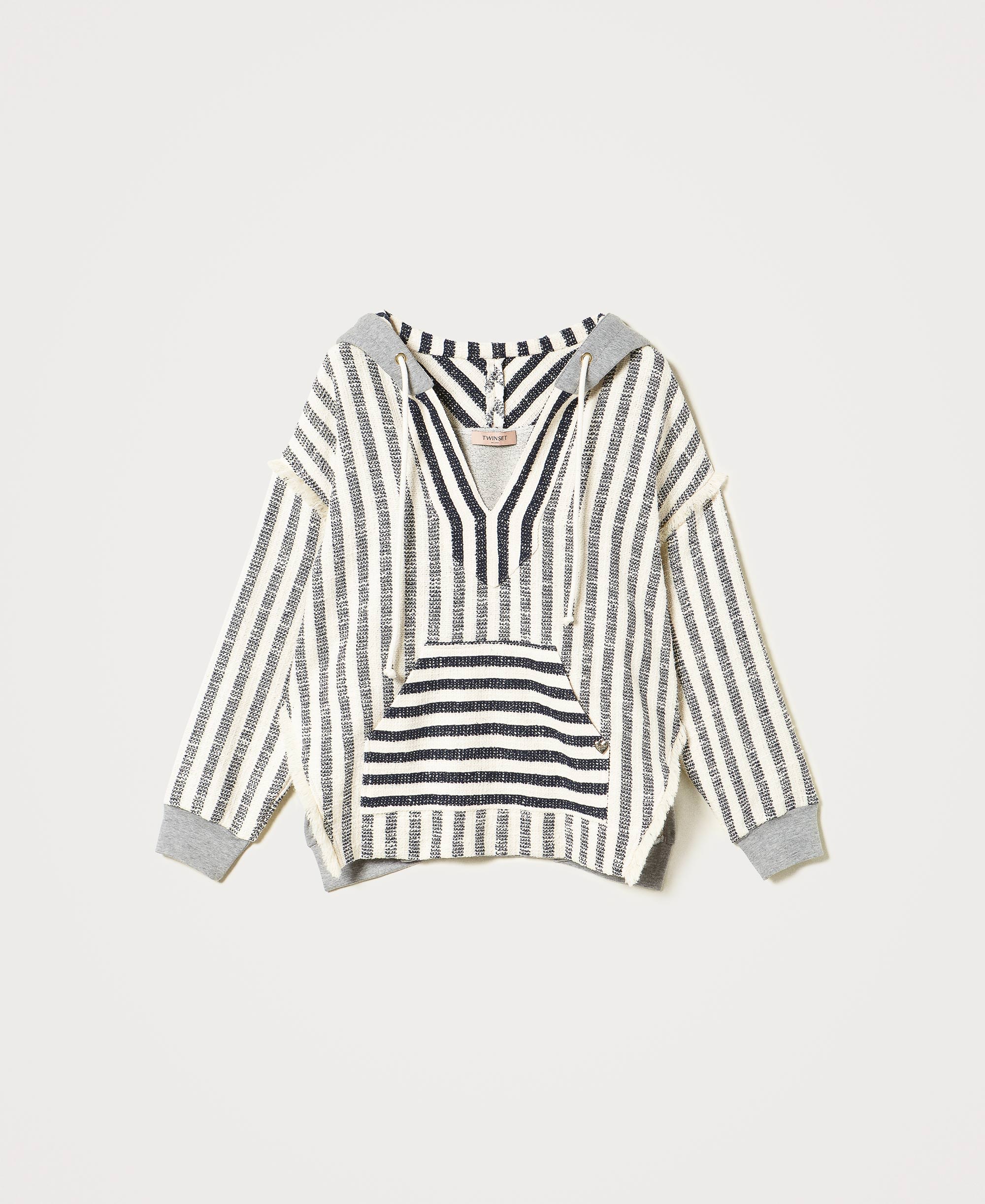 Oversize striped hoodie Woman, Grey | TWINSET Milano