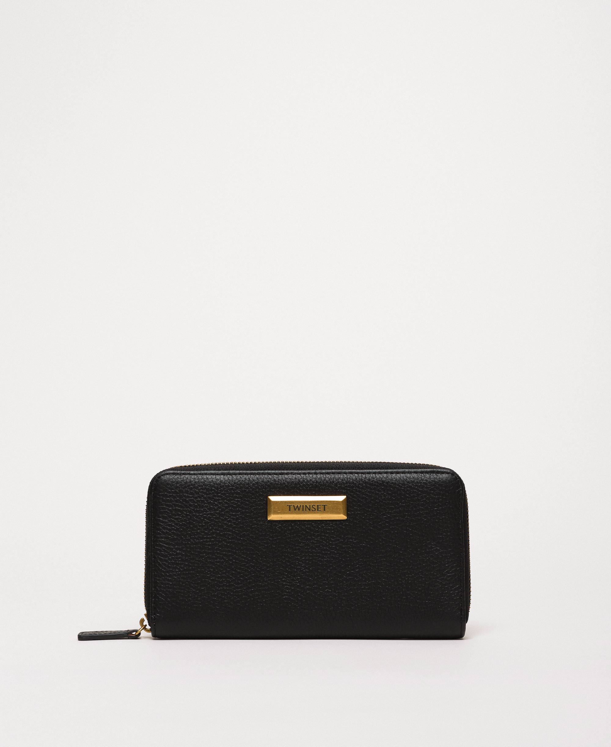 Bea Bag zip around leather wallet Woman, Black | TWINSET Milano