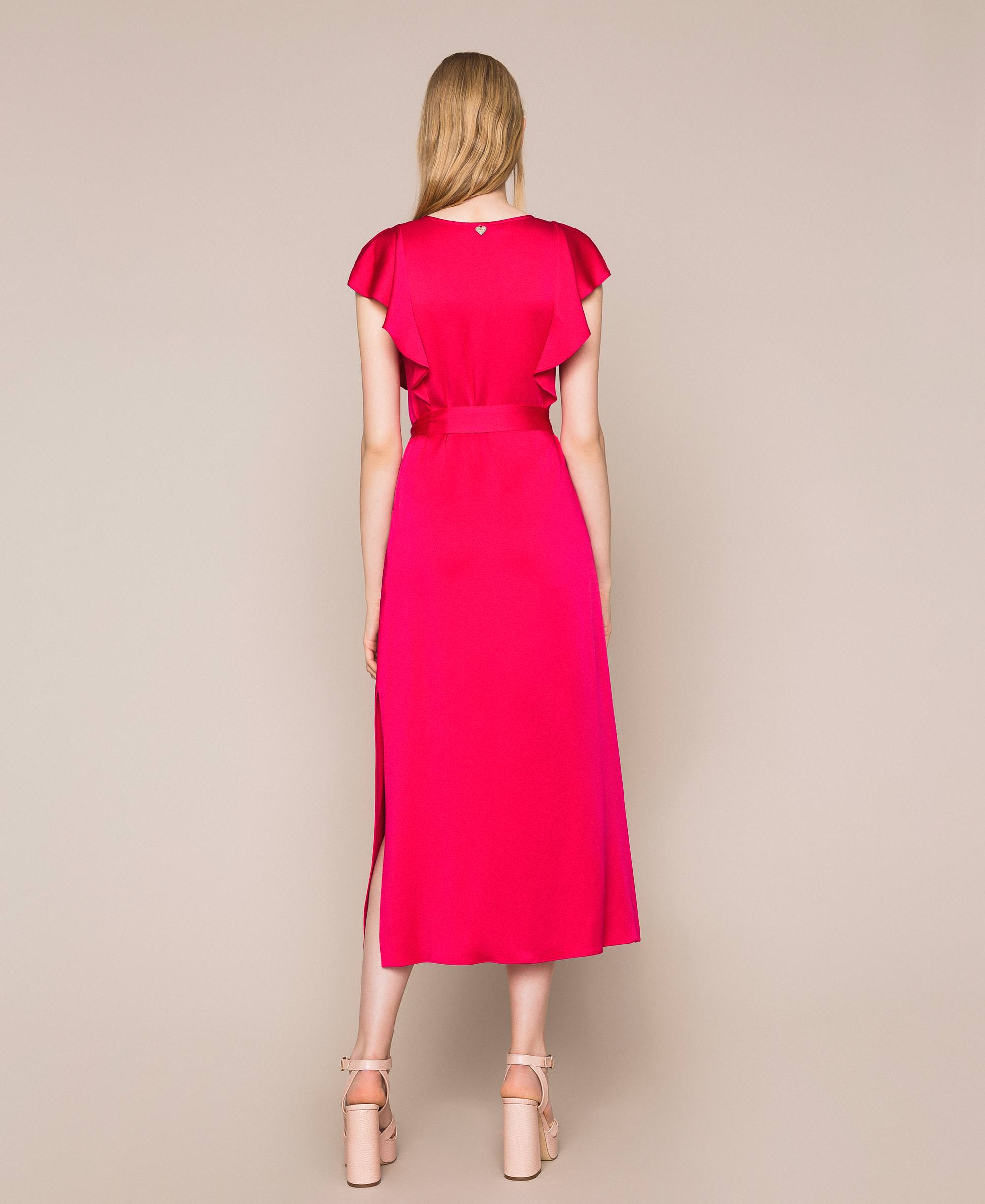 Vestidos de chiffon con volantes en las mangas y tirantes finos Rosa Polvoriento