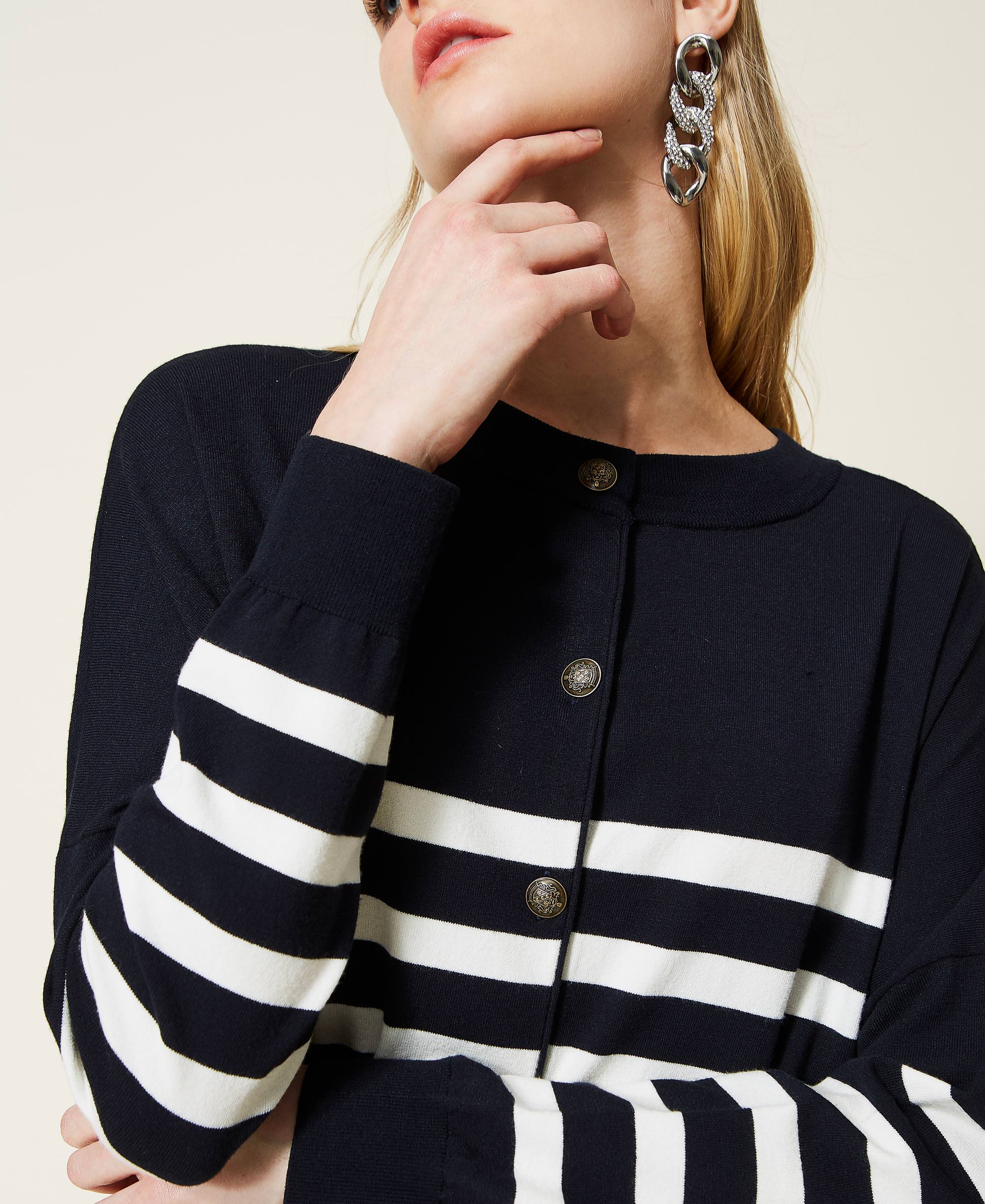 Striped jumper-cardigan Woman, Blue 