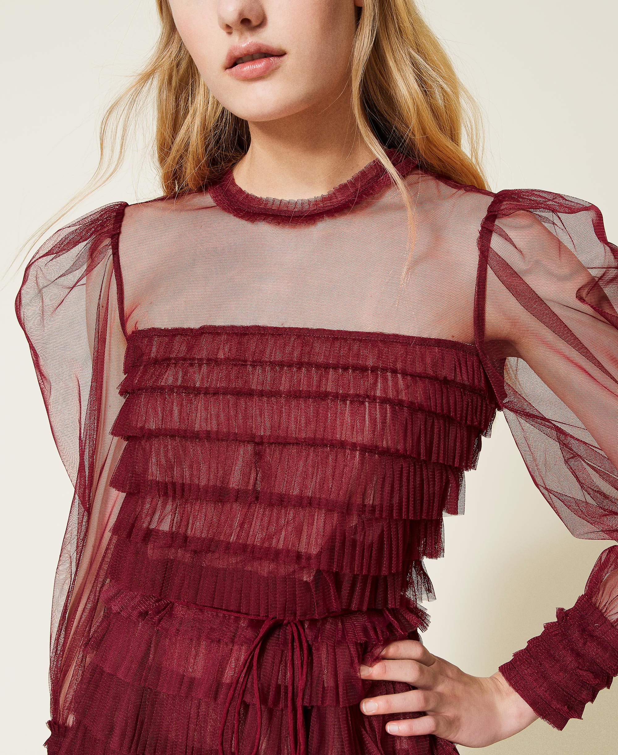 Vestidos largos de tul plisado con tirantes spaghetti Azul Pizarra Tallas Grandes