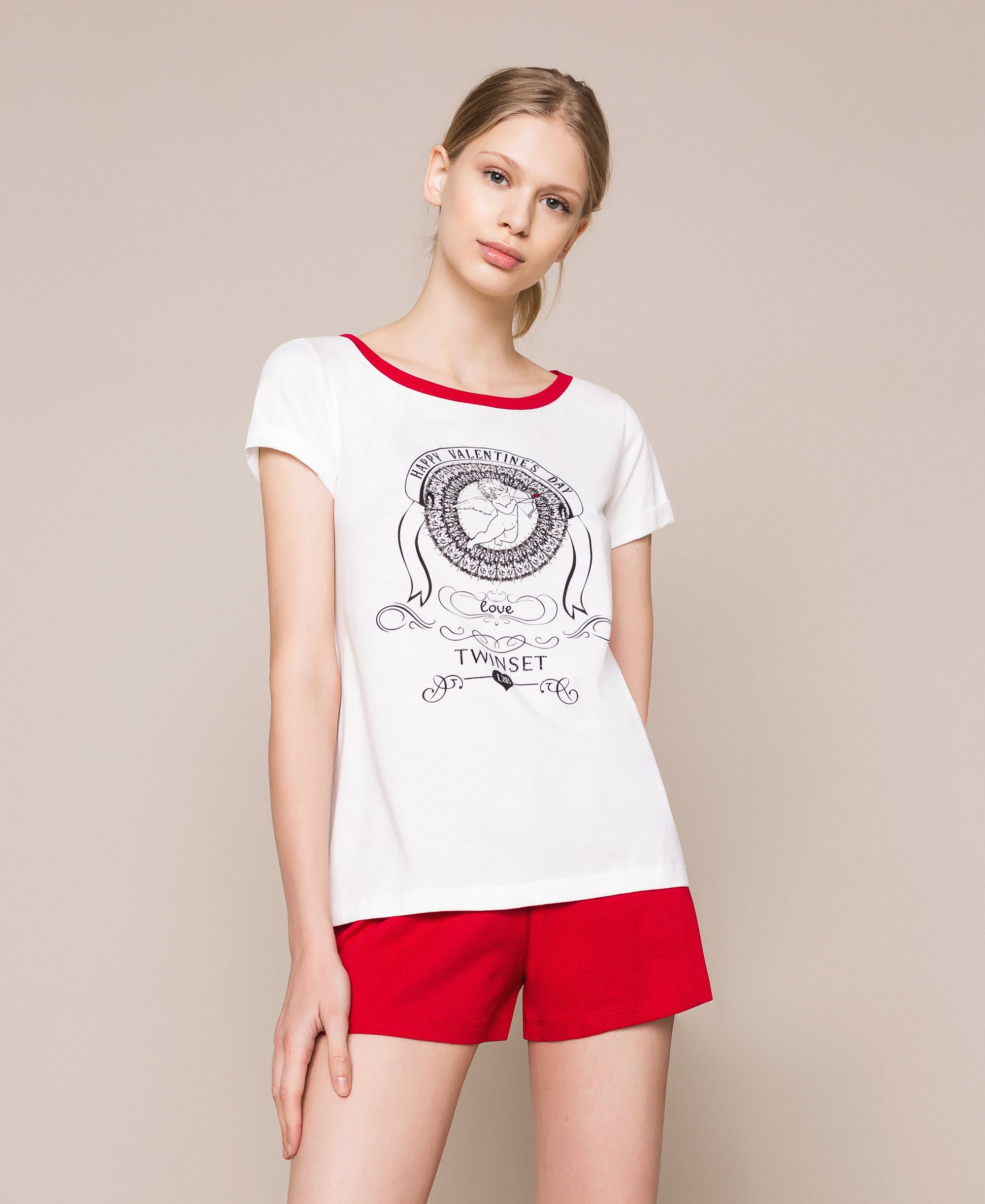 Printed short pyjamas Woman, White 