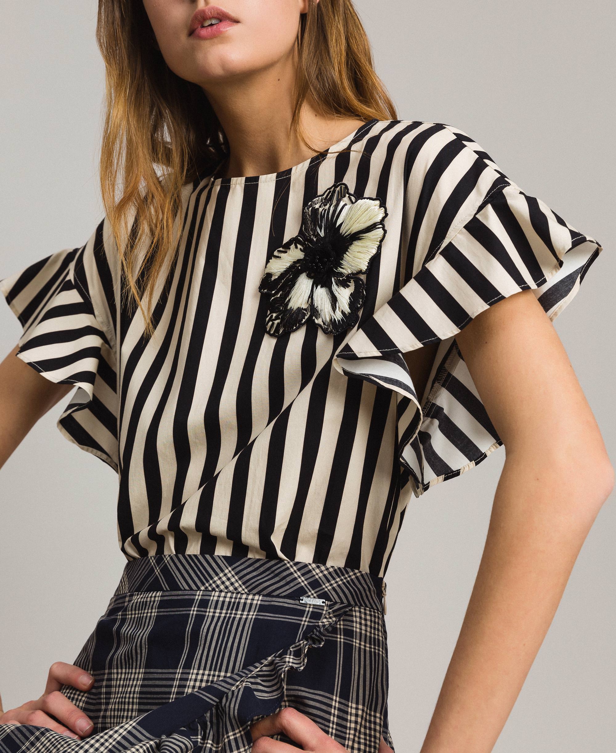 Blusa de popelina de algodón a rayas
