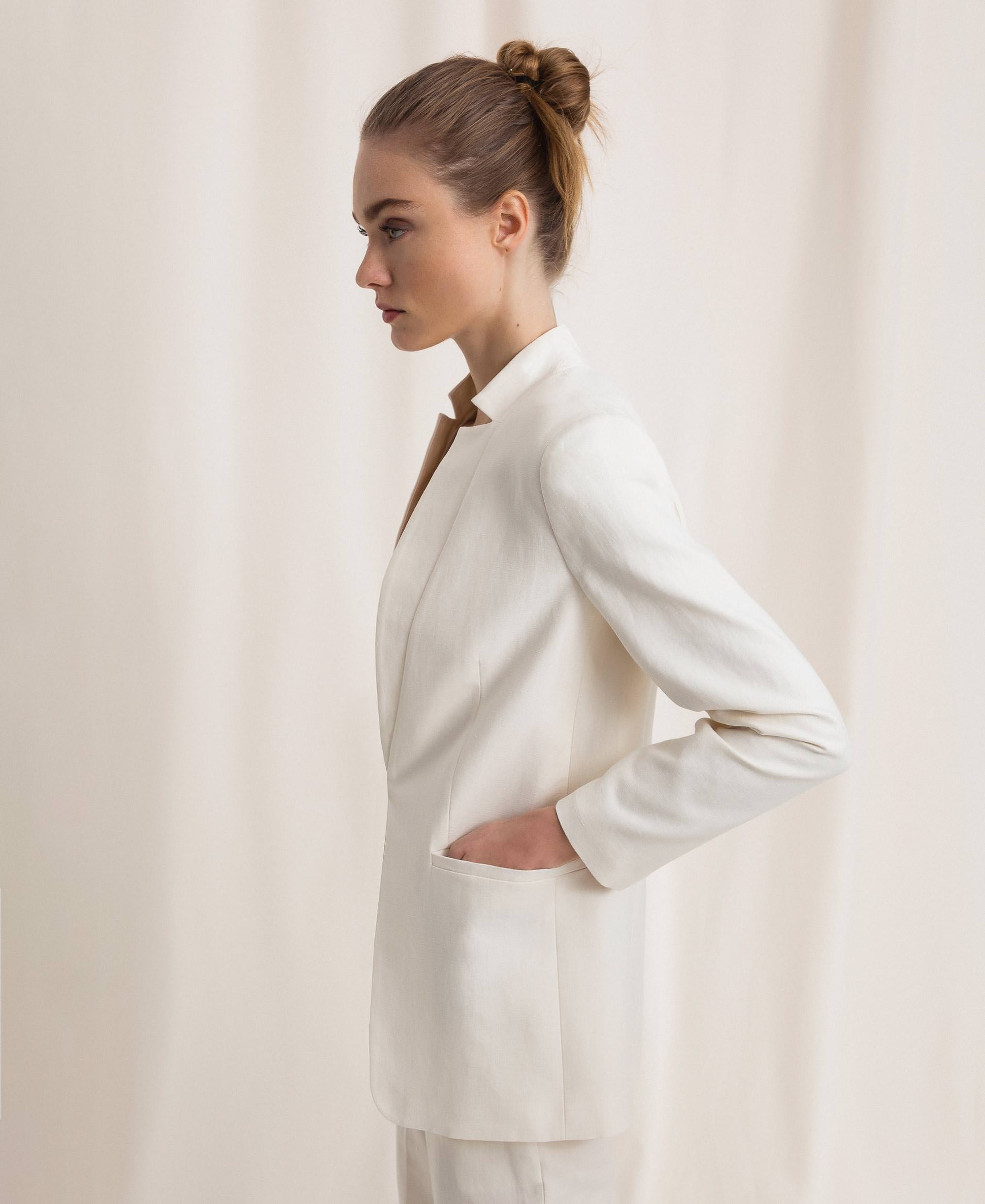 Linen Blend Blazer Woman White Twinset Milano 