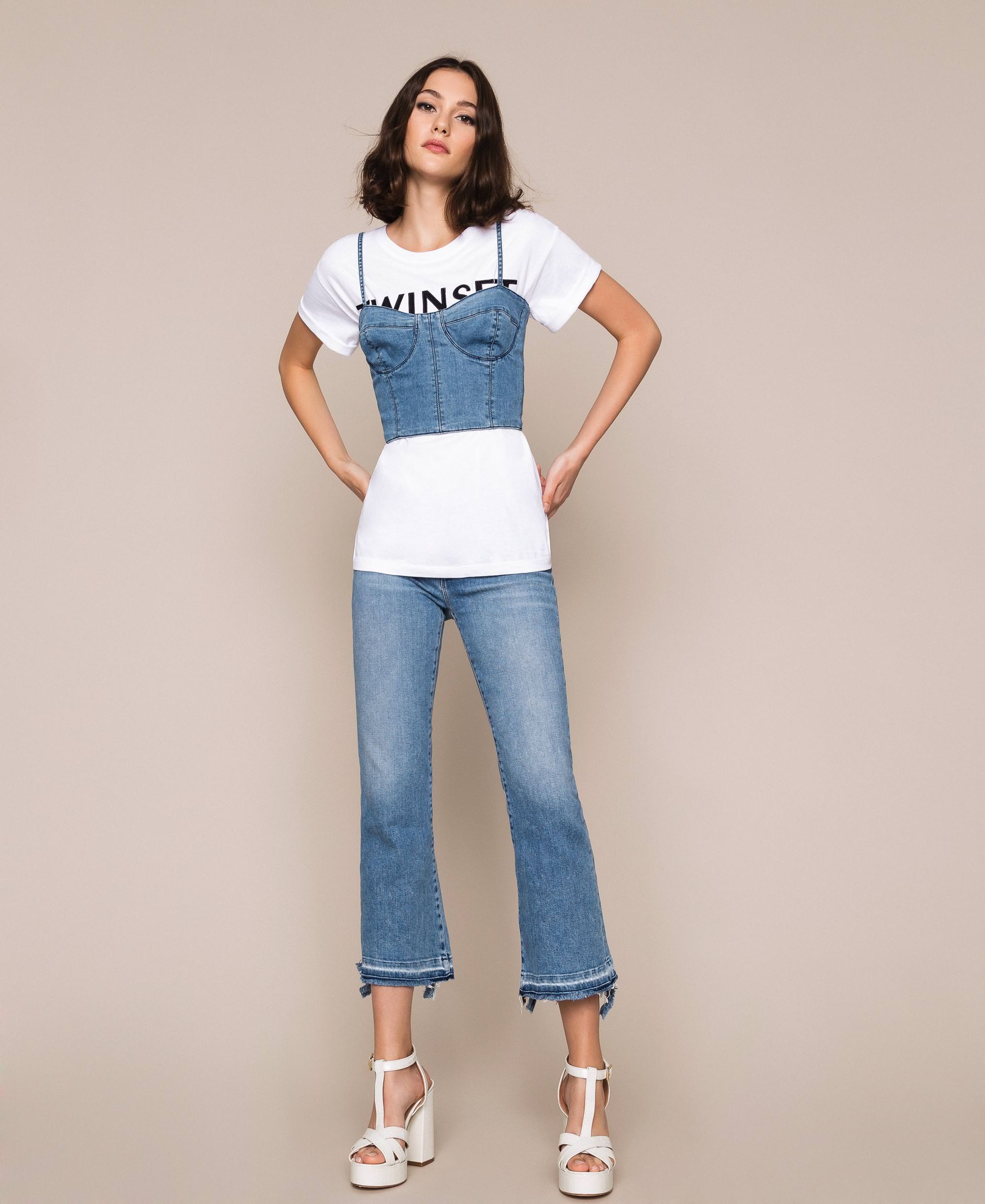 Top bustier in jeans Donna, Blu | TWINSET Milano