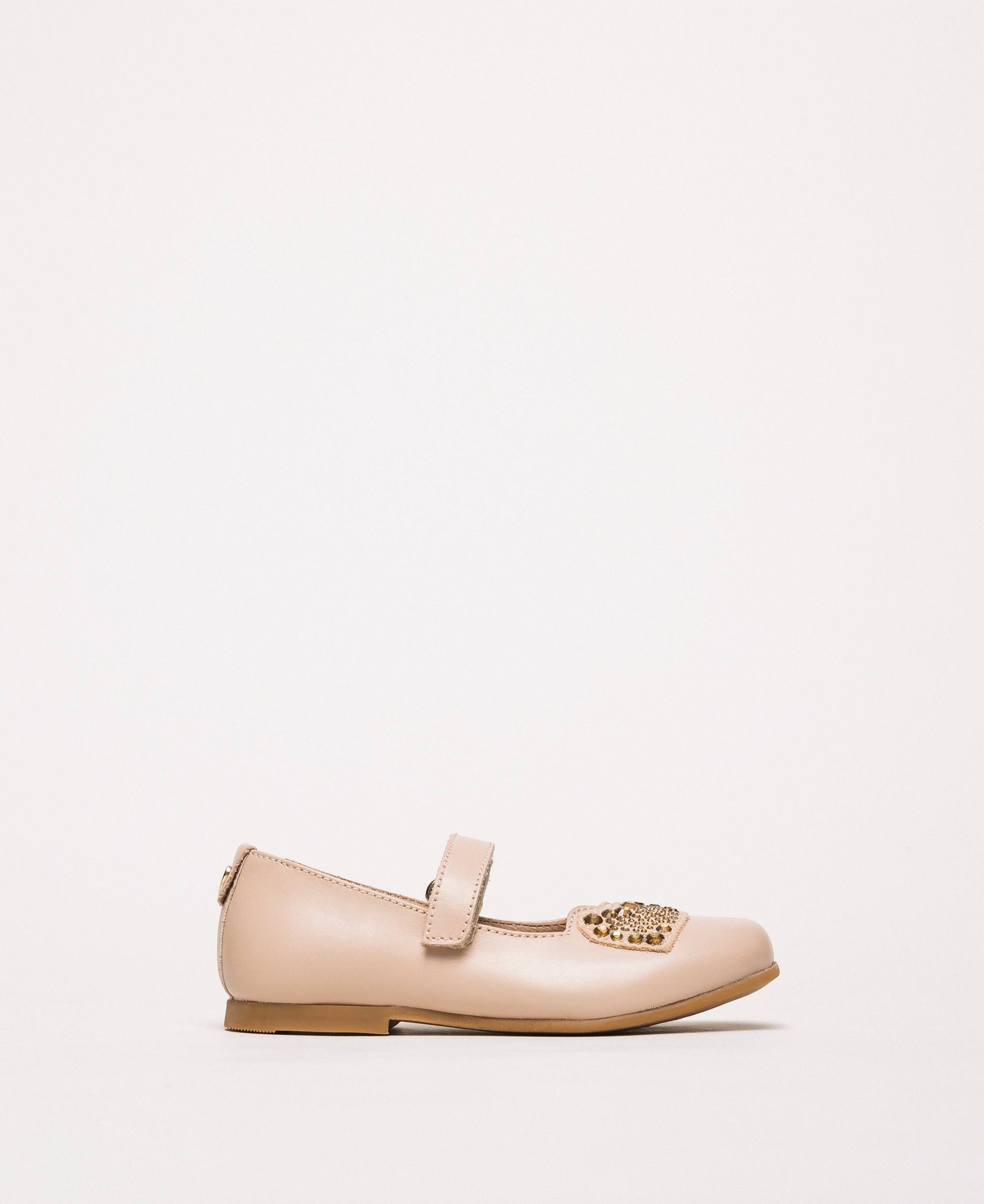Ballerina in pelle con cuore Bambina, Rosa | TWINSET Milano
