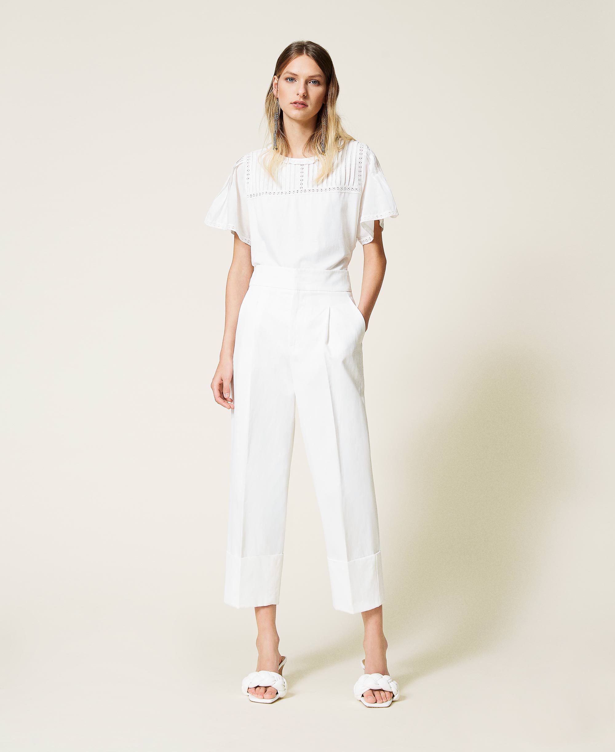 Matte satin cropped trousers Woman 