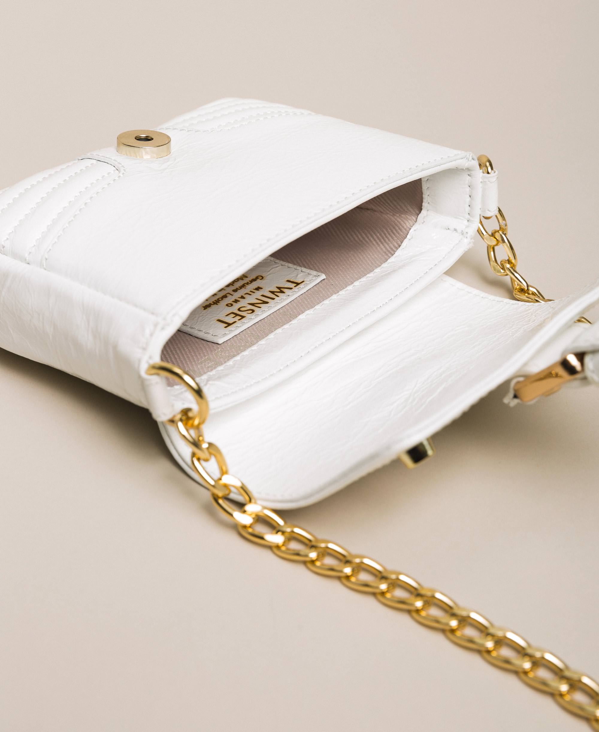 Small Rebel leather shoulder bag Woman, White | TWINSET Milano