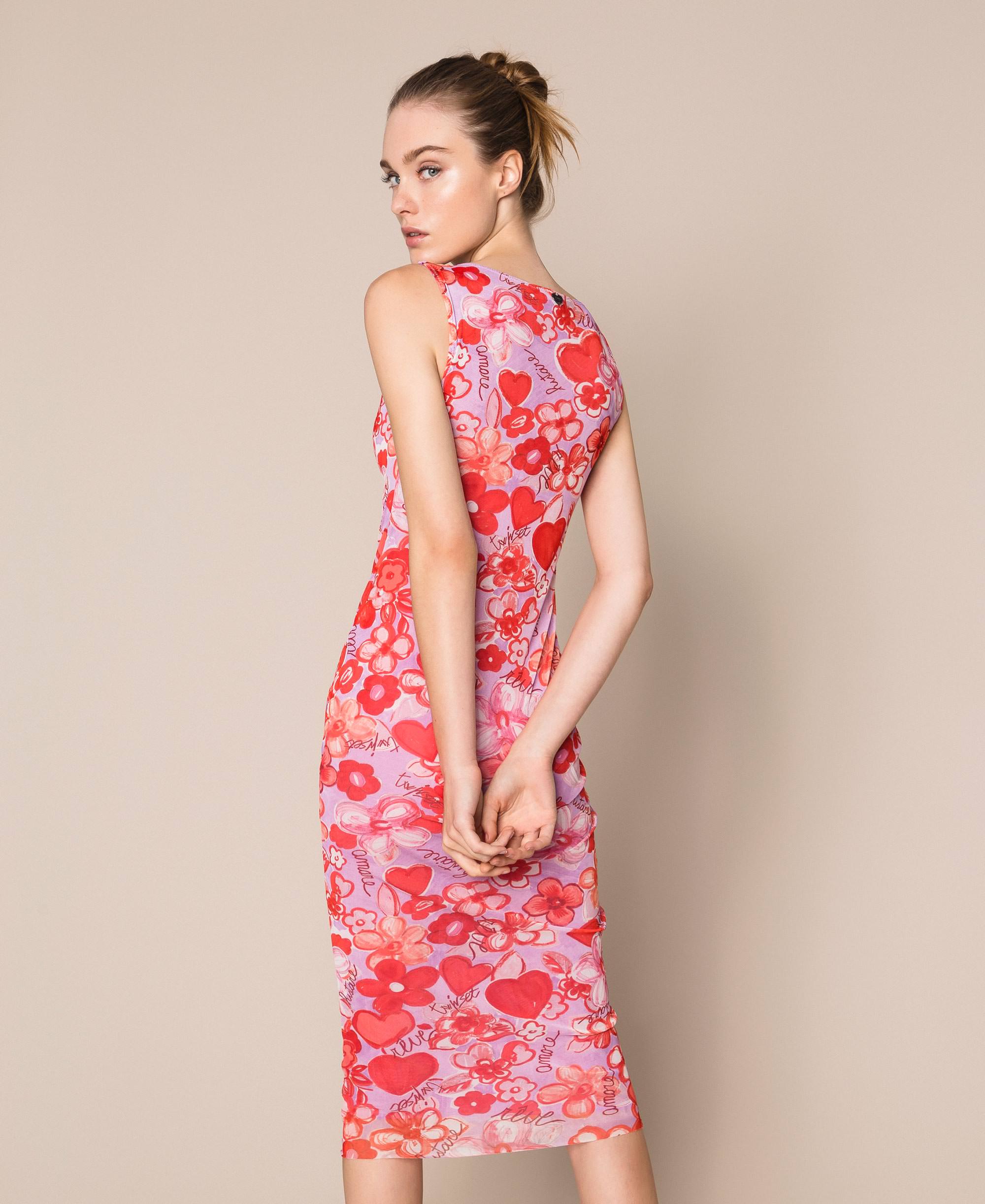 Abito tubino in tulle a fiori Donna, Blu | TWINSET Milano
