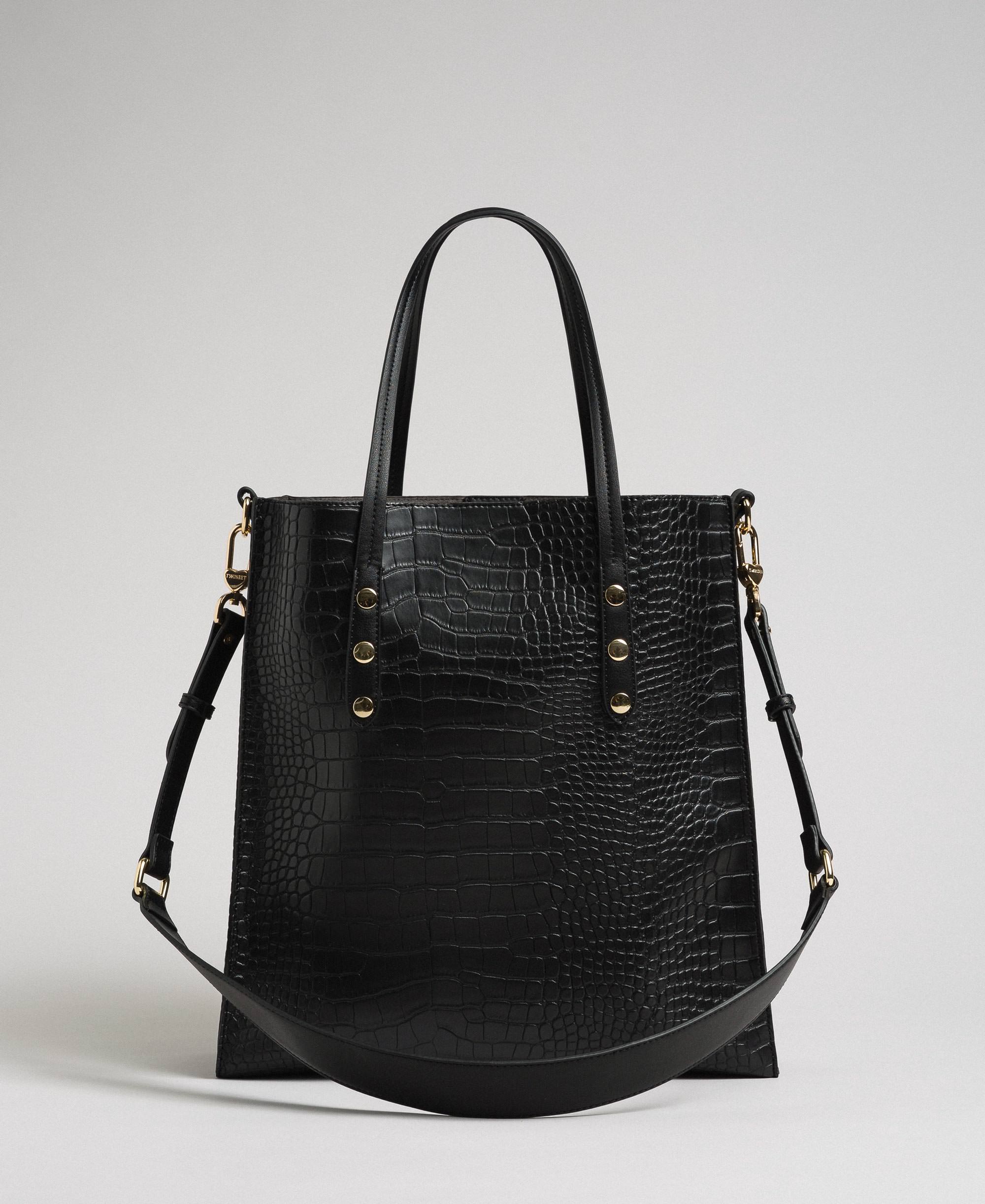 Womens Faux Leather Croc Print Messenger Shoulder Handbag Ladies Purse Bag