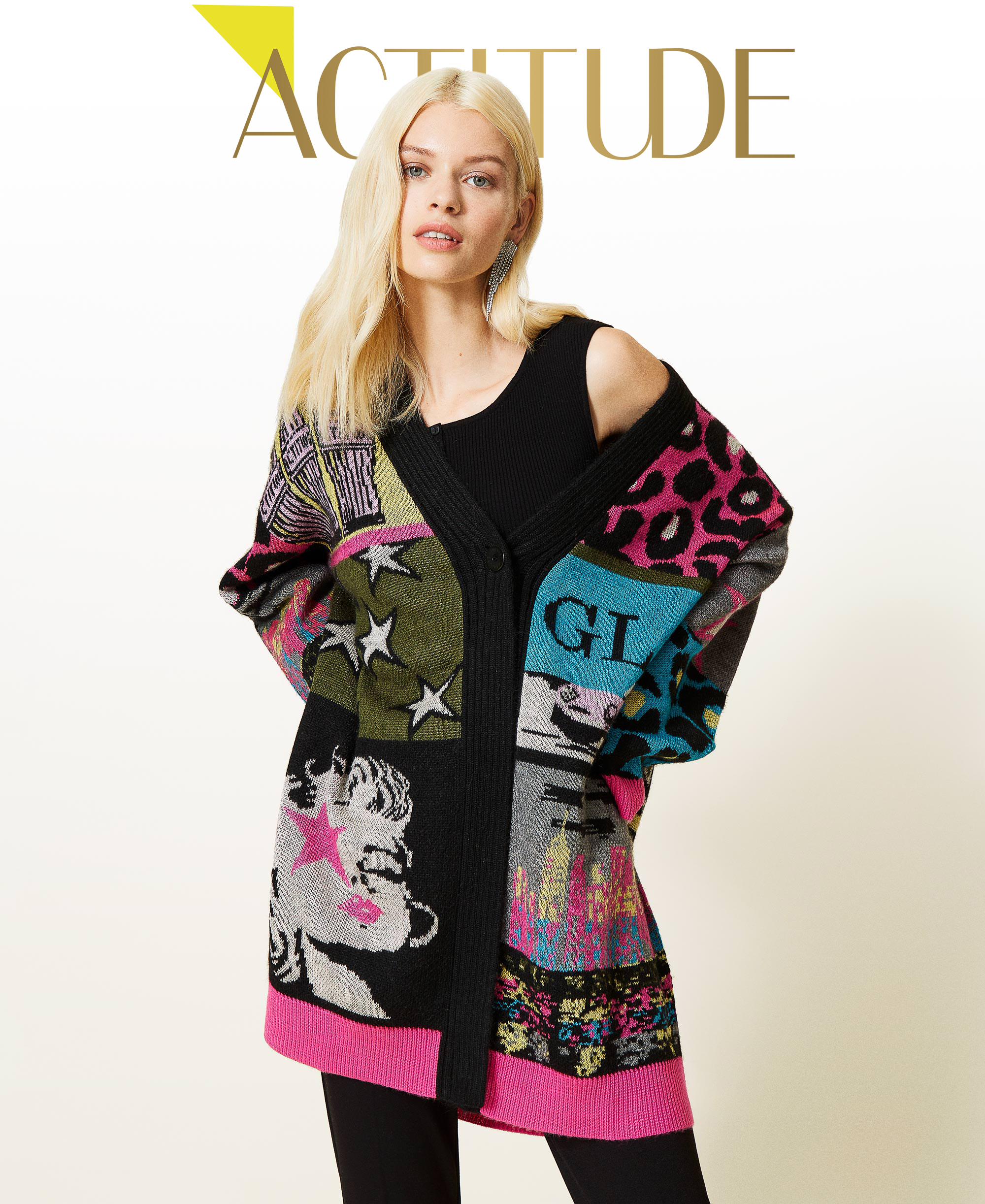 Jacquard wool blend cardigan Woman 
