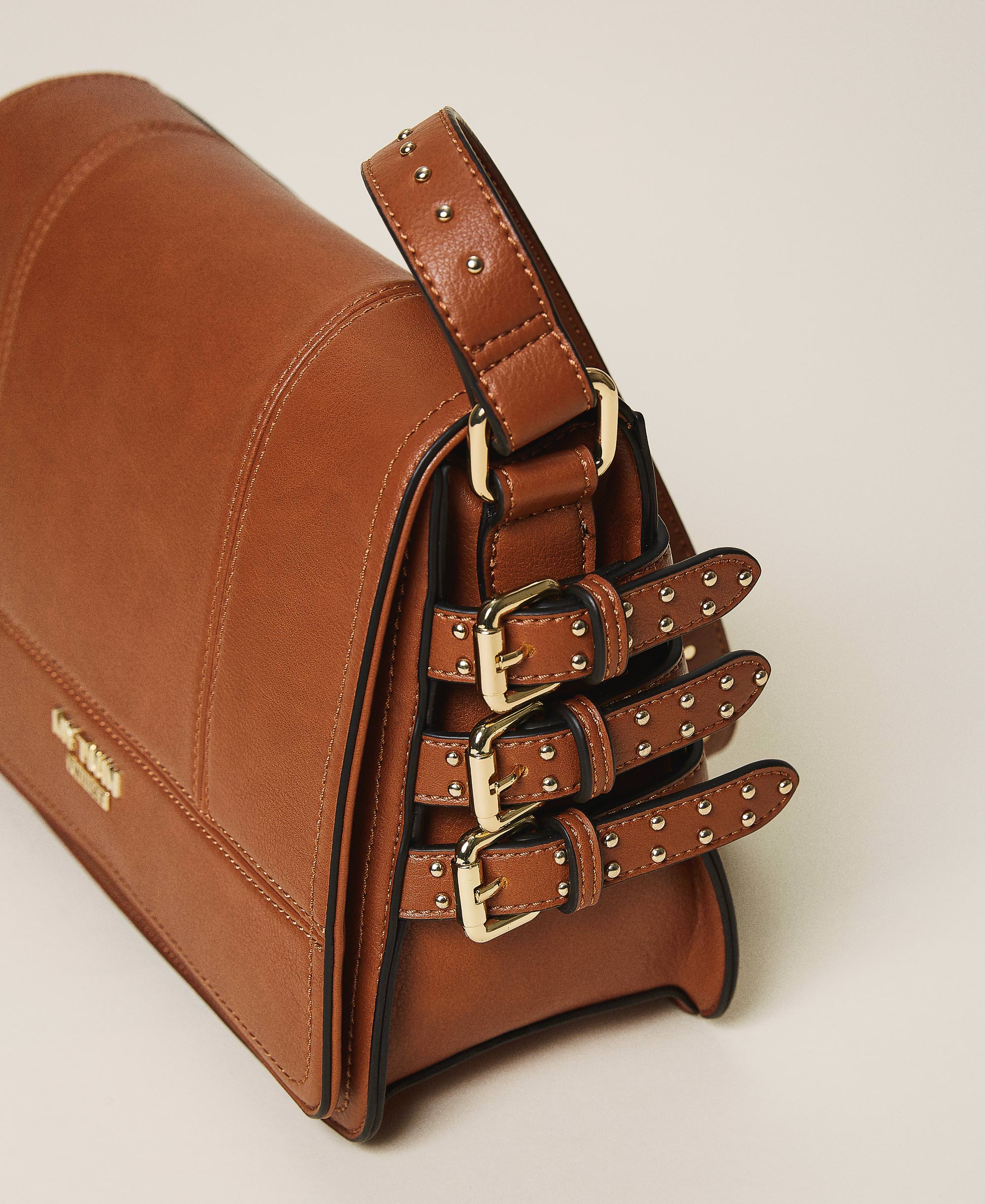 Bolso bandolera con correas Mujer, Marrón TWINSET Milano