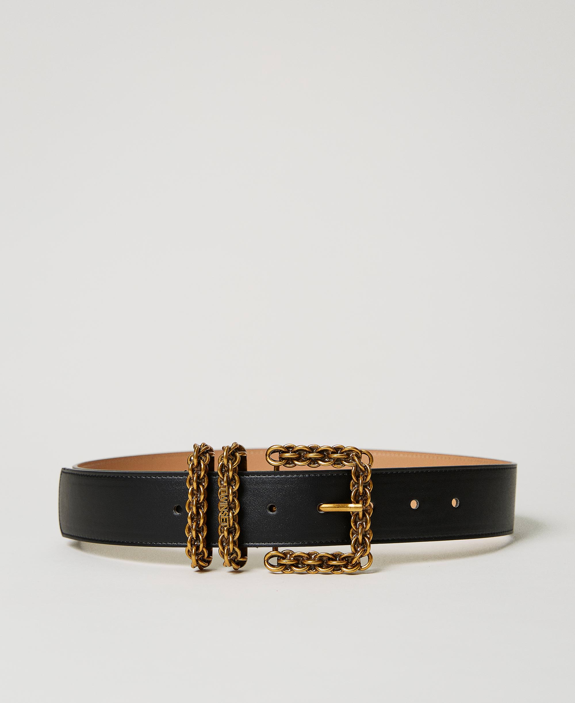 Belt with chain details Woman, Black | TWINSET Milano