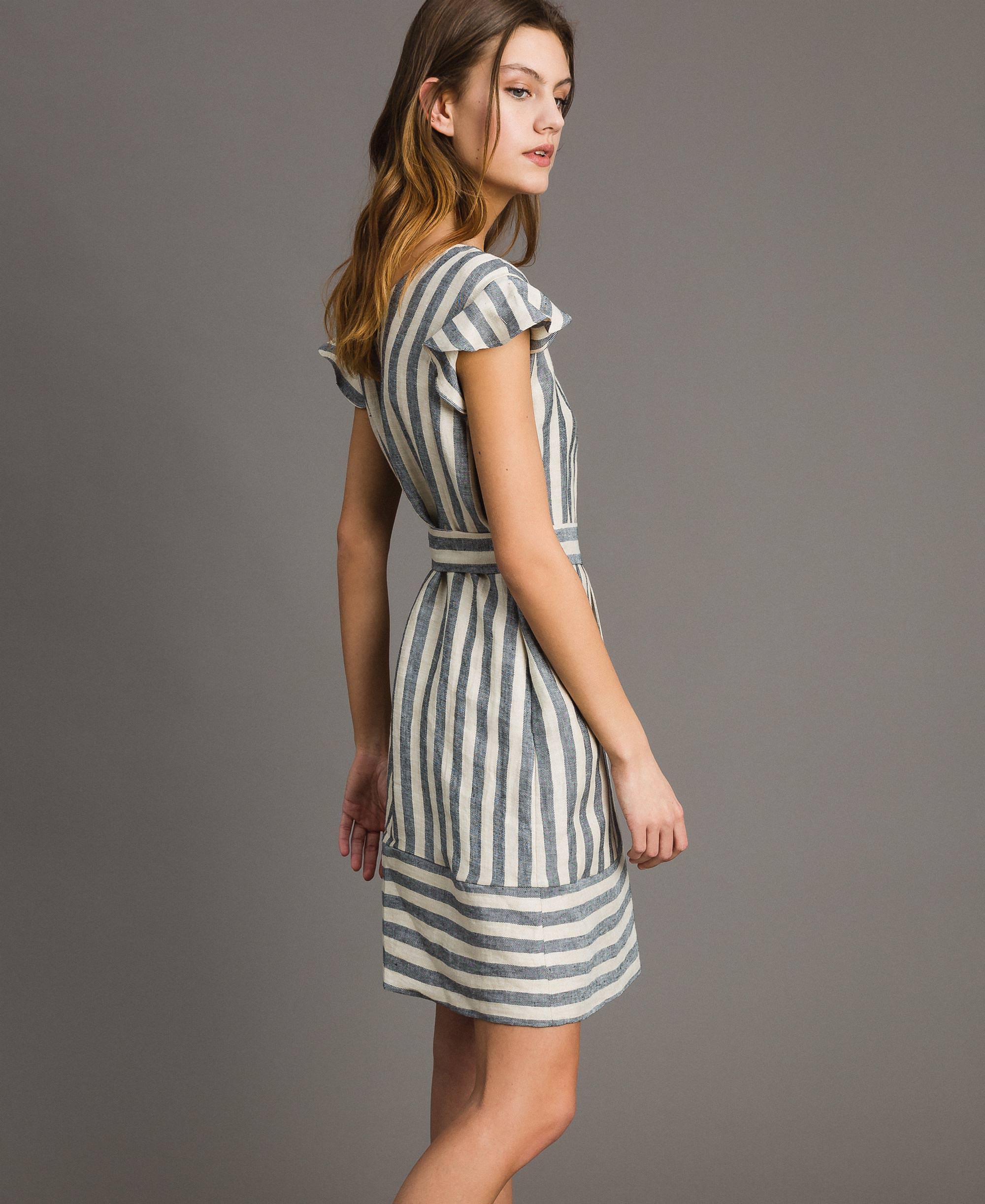 Two-tone striped linen dress