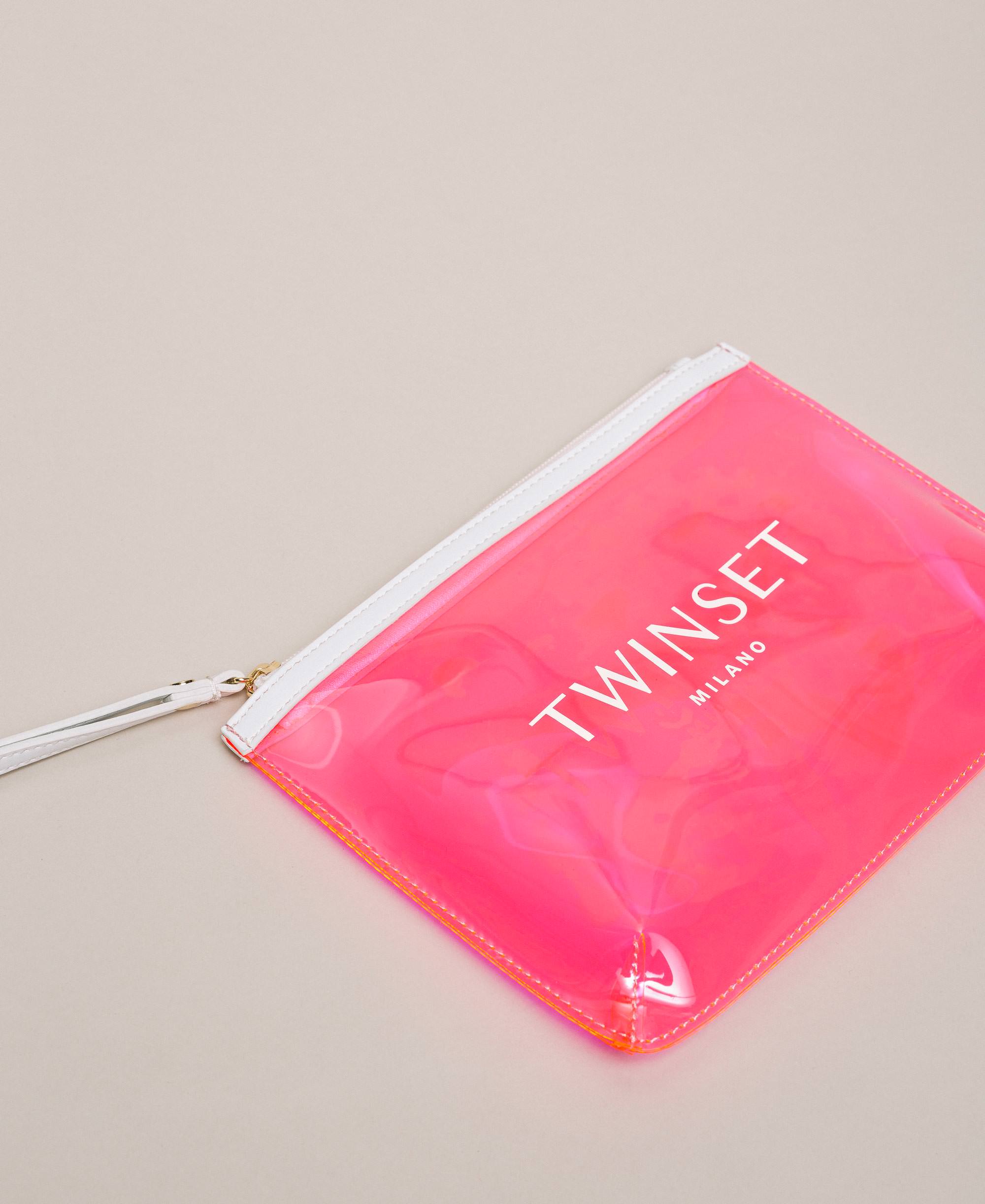 Bolso clutch flúor con logotipo Mujer, Fucsia | TWINSET Milano