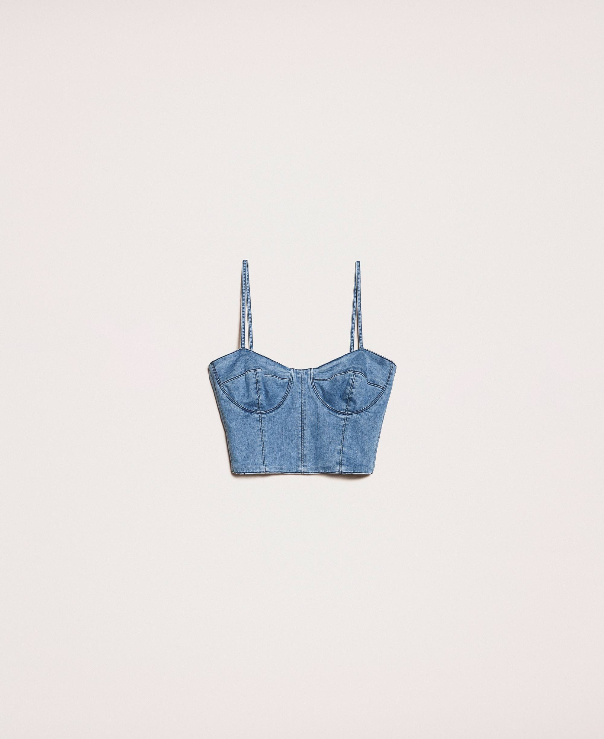 Denim bustier top Woman, Blue | TWINSET 