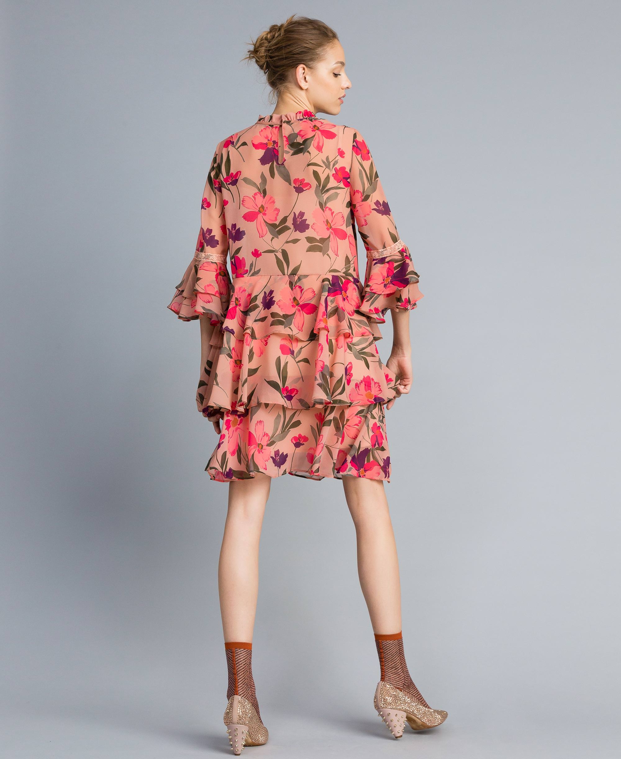 Chiffon dress with floral print