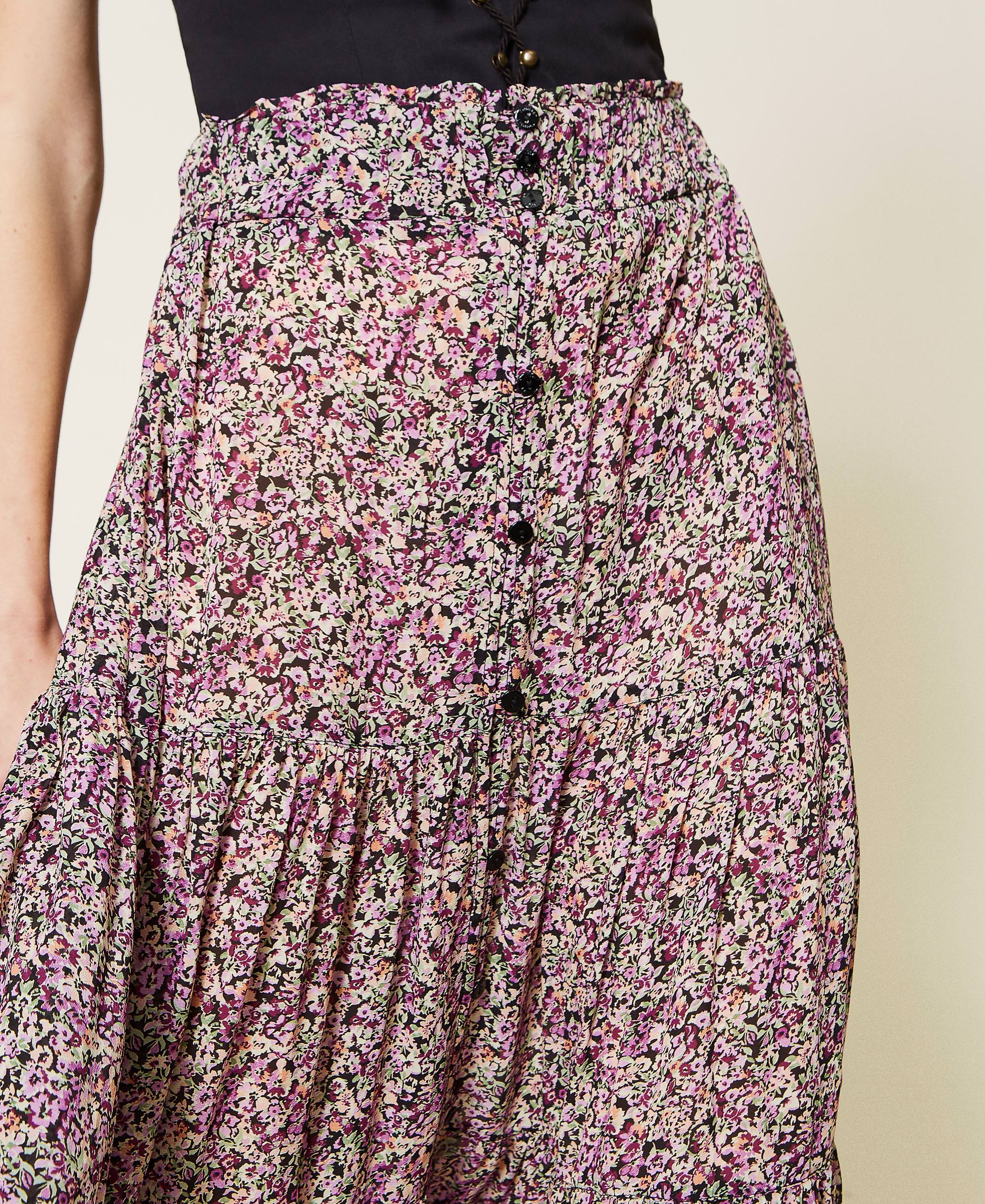 Falda larga de georgette de flores Mujer, Estampado TWINSET Milano