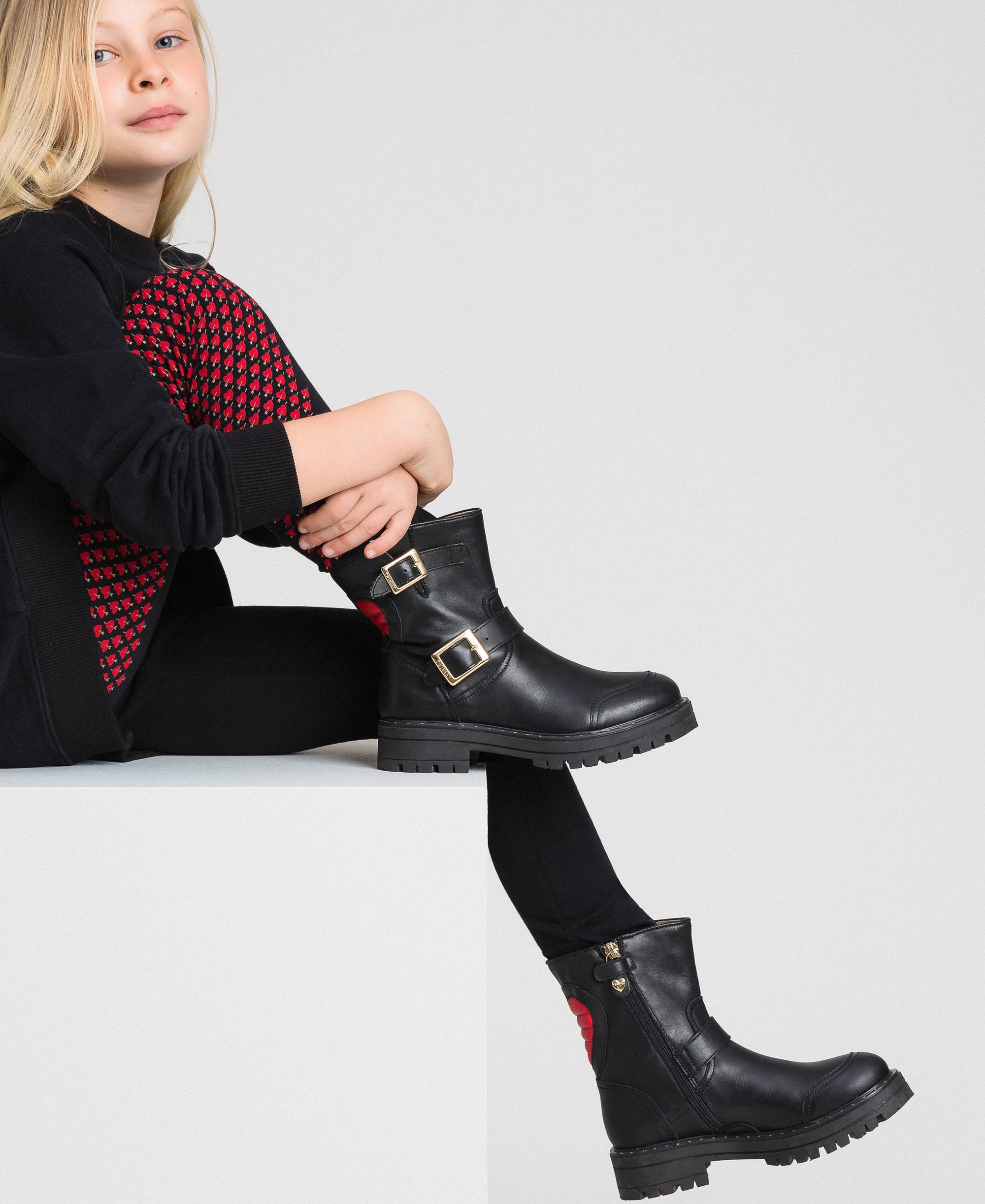 here stout Gutter Leather biker boots with heart