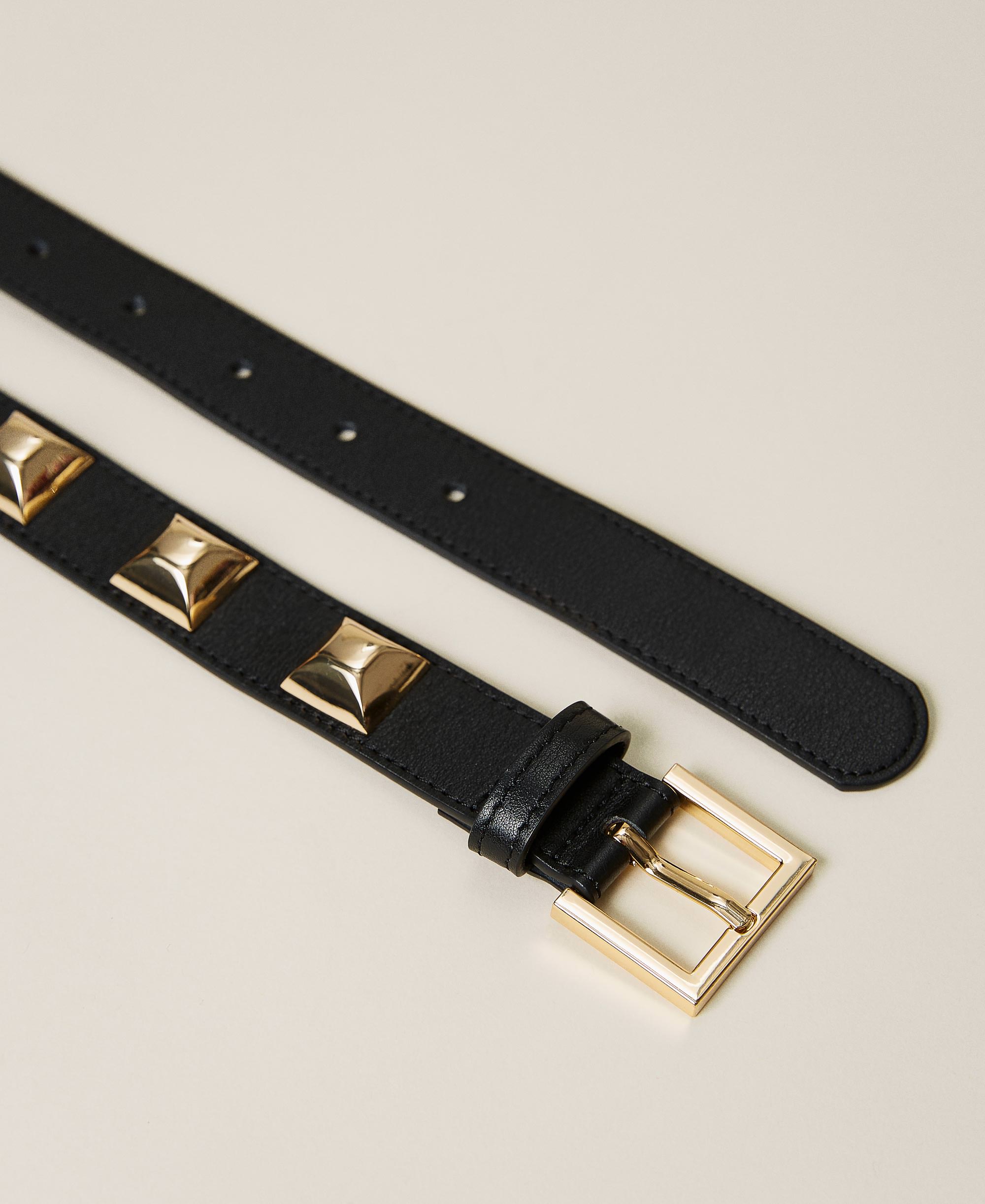 Studded leather belt Woman, Black | TWINSET Milano