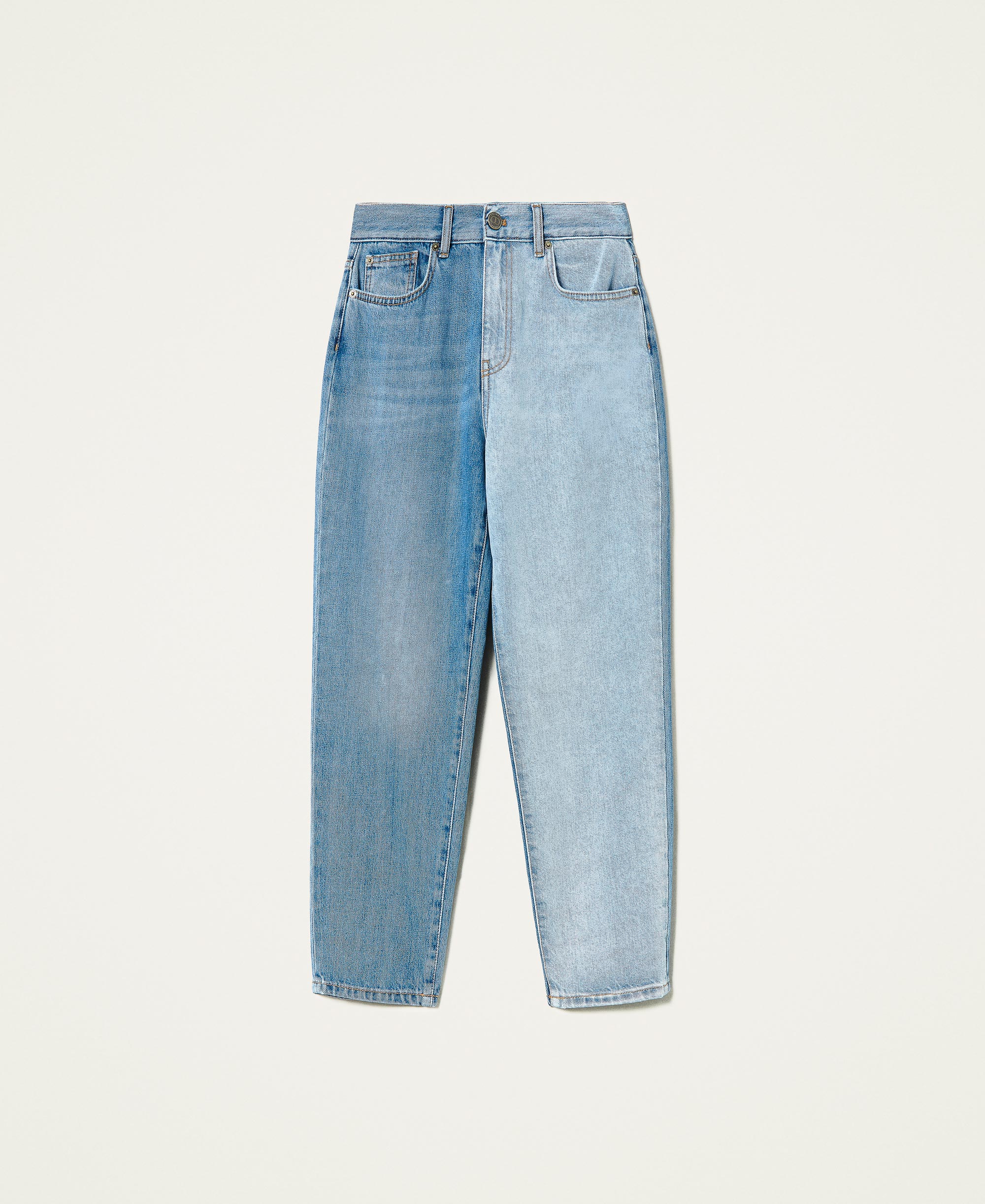 Jeans carrot fit bicolore Donna, Blu | TWINSET Milano