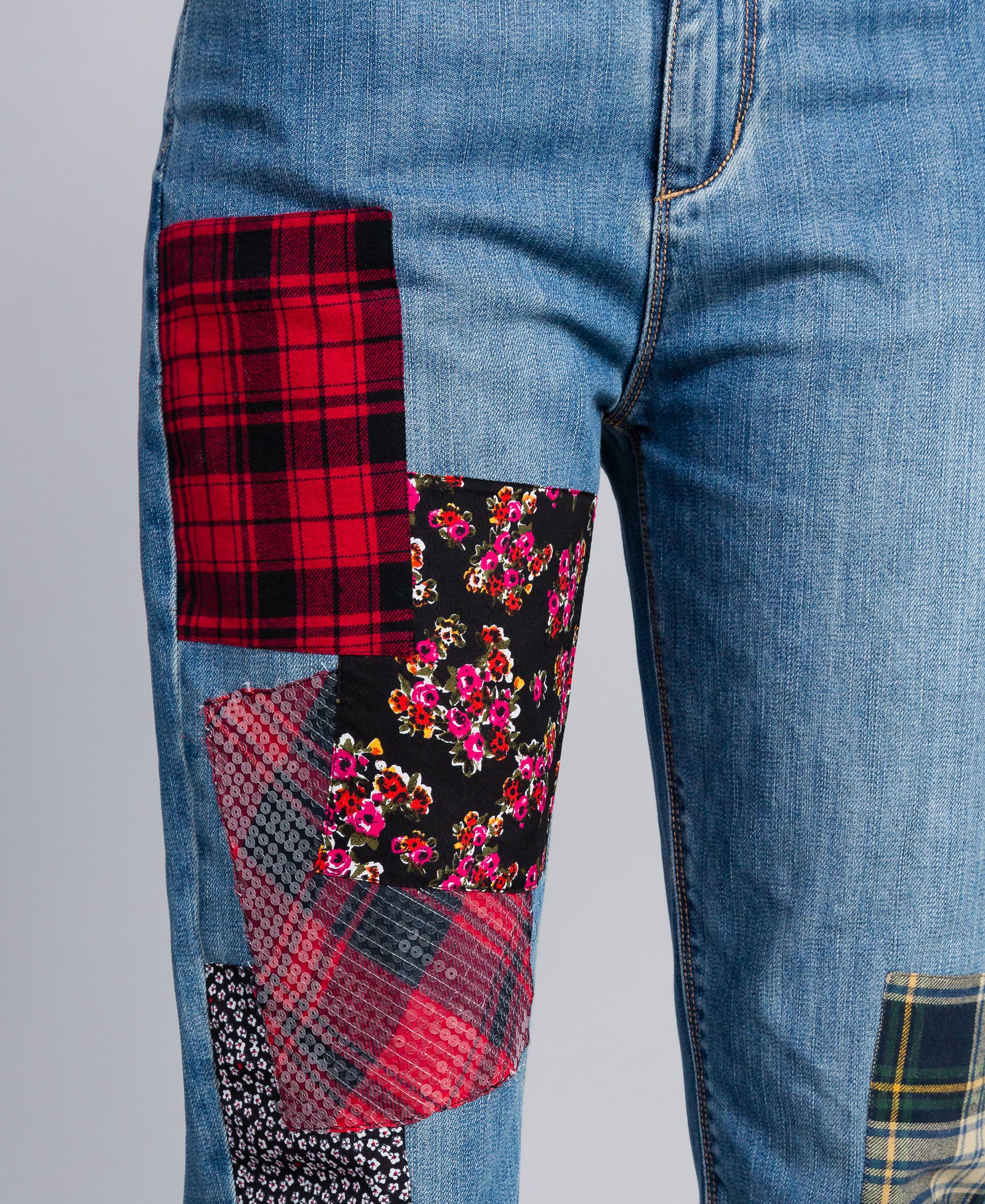 jeans with patches on them