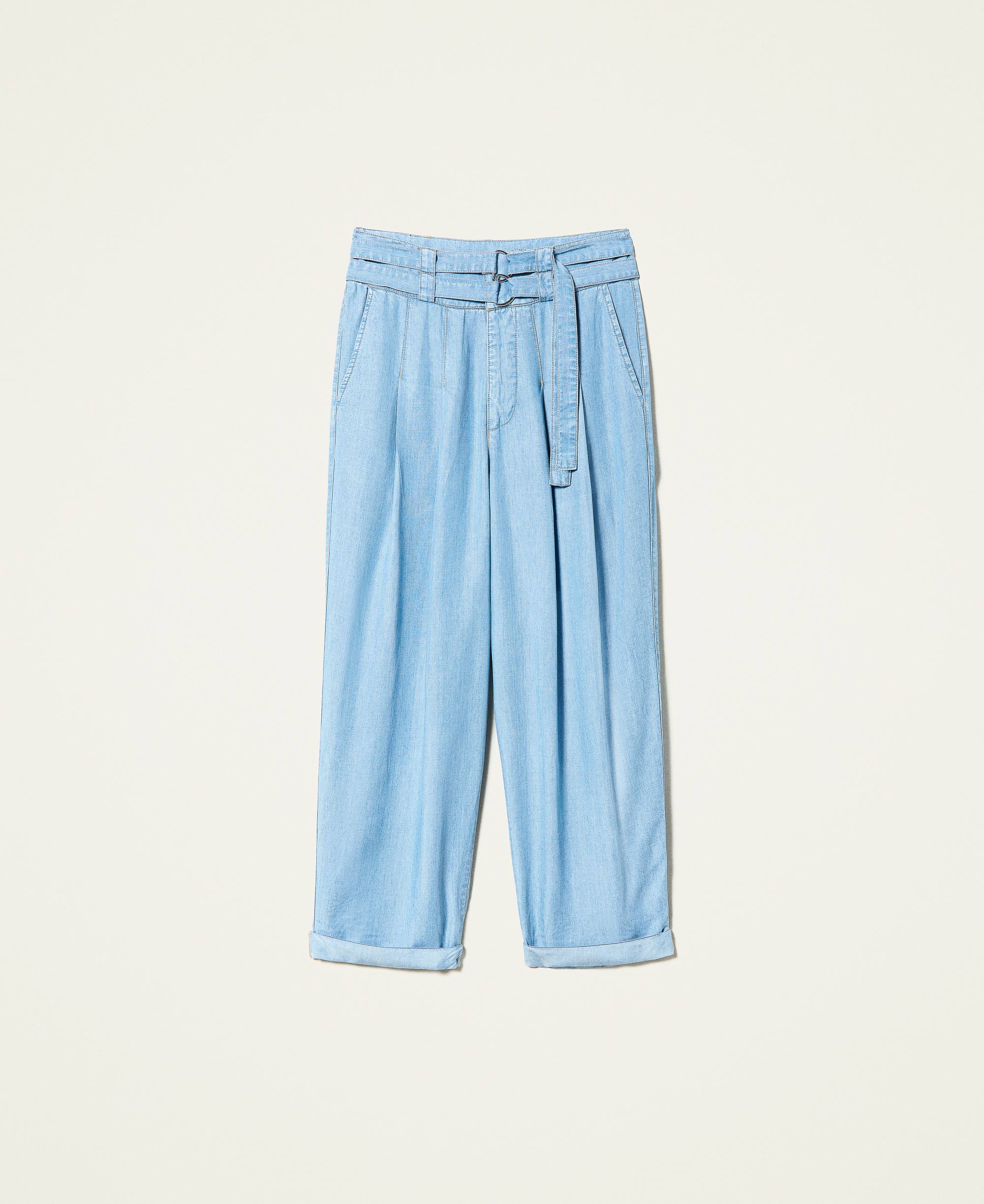 Pantalón vaquero fluido Mujer, Azul | TWINSET Milano