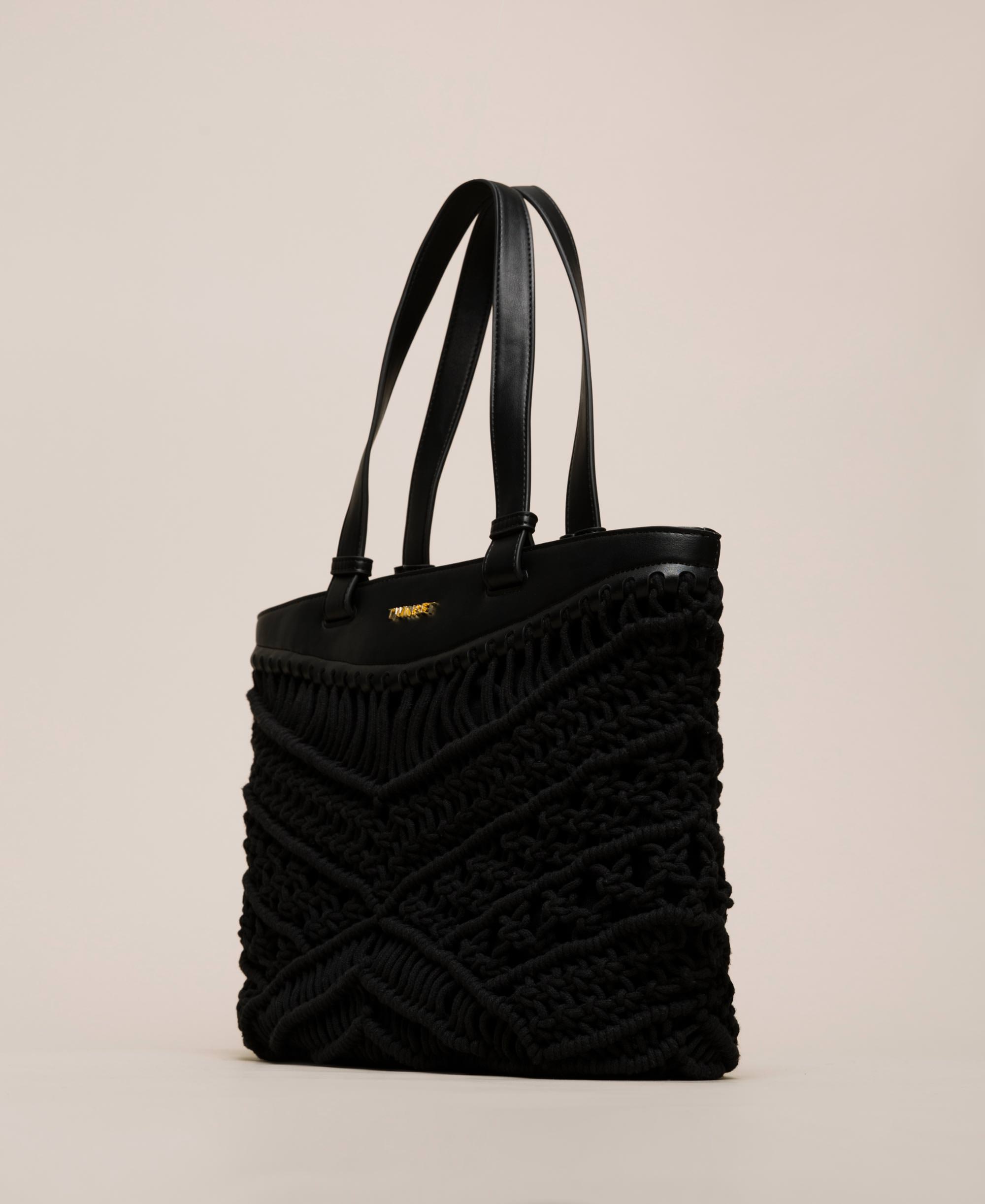 Bolso shopper crochet Mujer, Negro | TWINSET Milano
