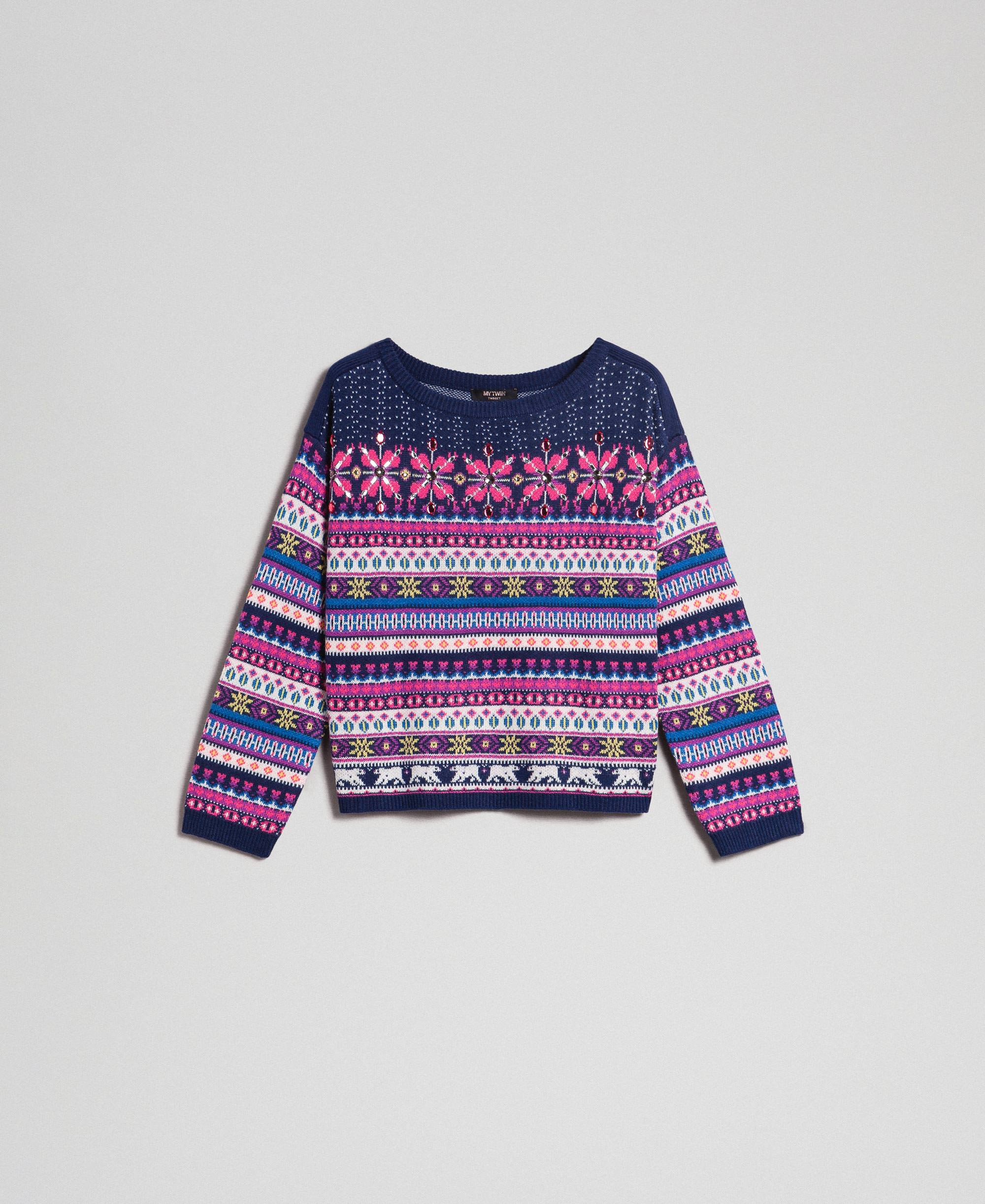 Gonna in maglia a cuori jacquard