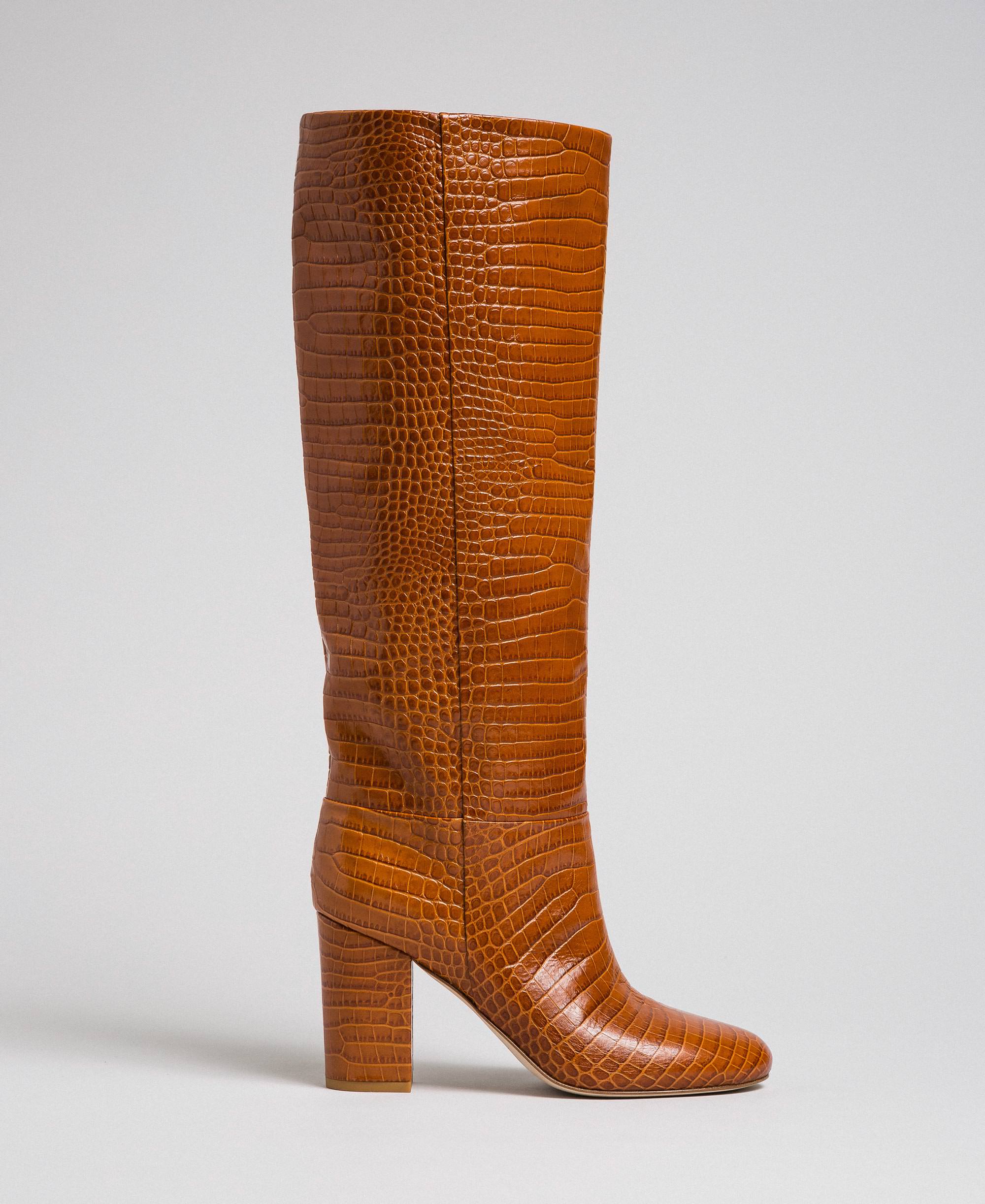 Stivali in pelle a stampa coccodrillo