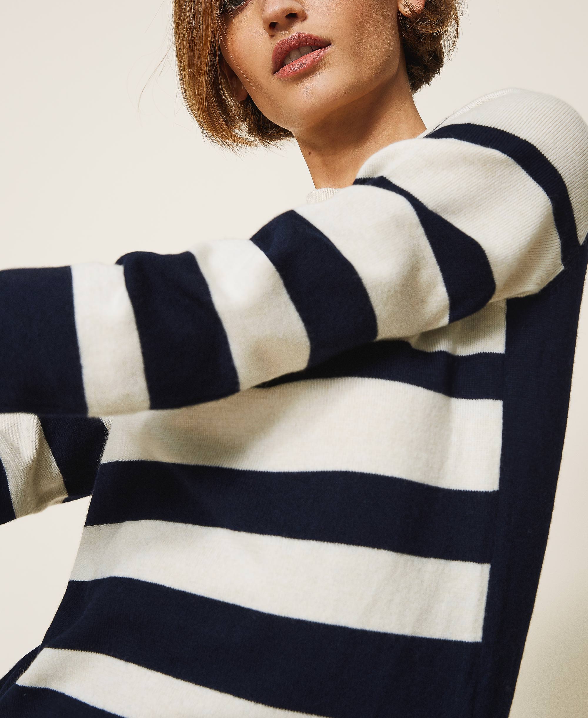 Striped knit dress Woman, Black 