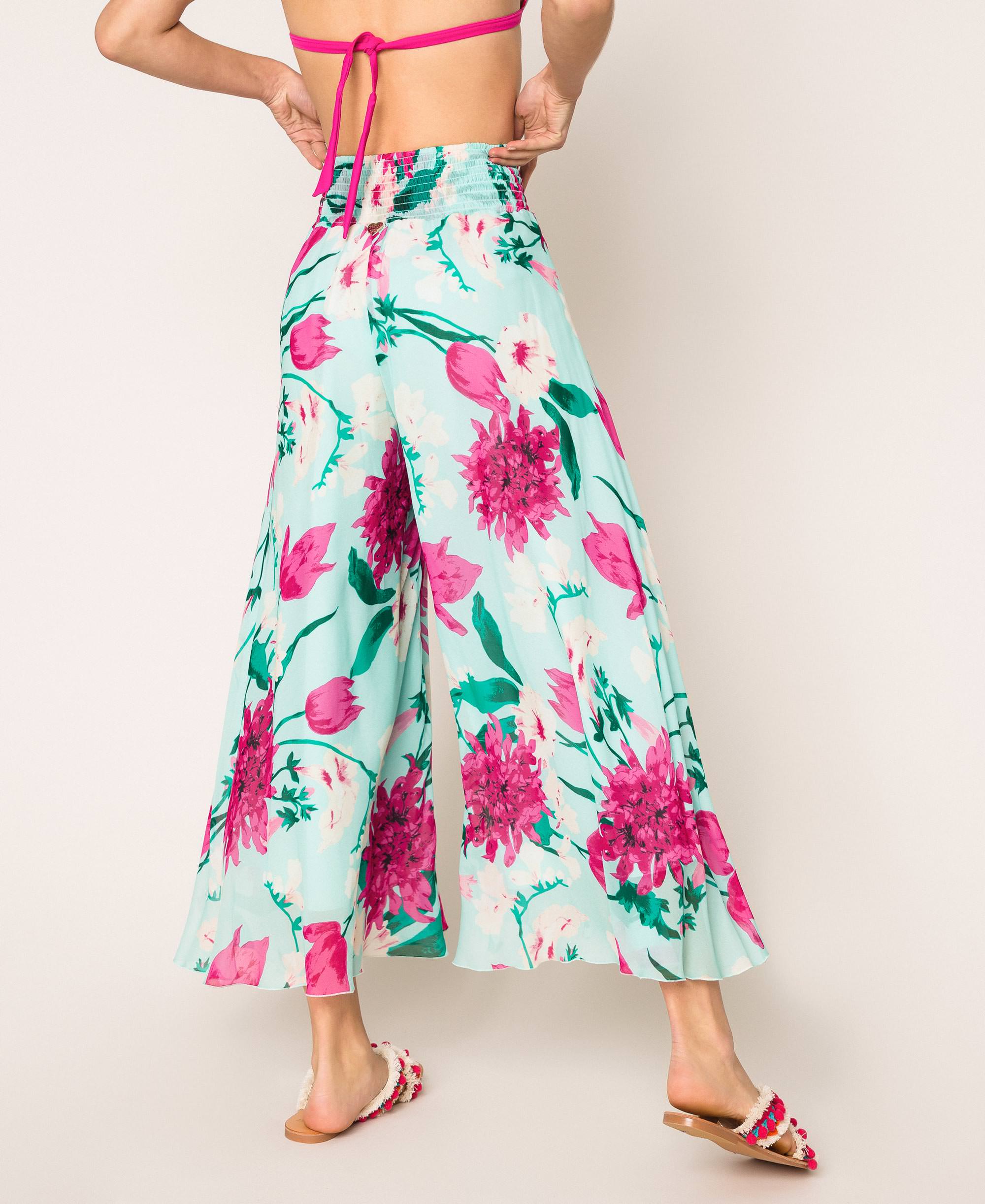 Pantaloni ampi con stampa a fiori Donna, Fantasia | TWINSET Milano