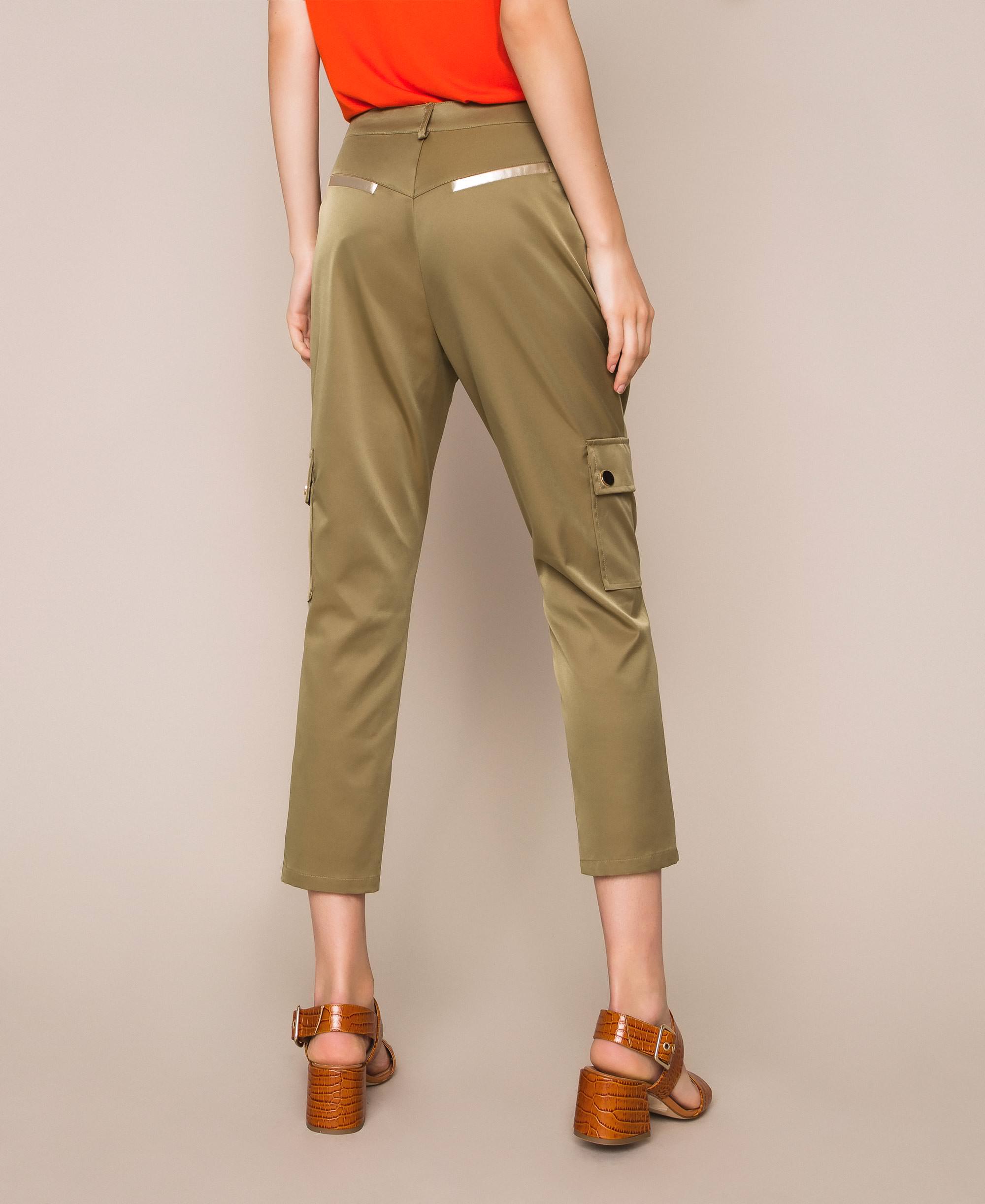 Pantaloni cargo con tasche Donna, Verde | TWINSET Milano
