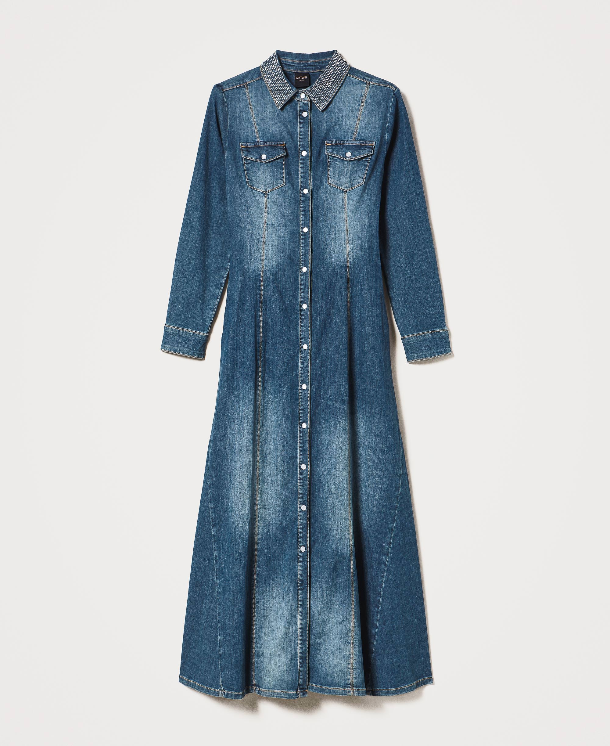 Abito lungo in jeans con borchie Donna Blu TWINSET Milano