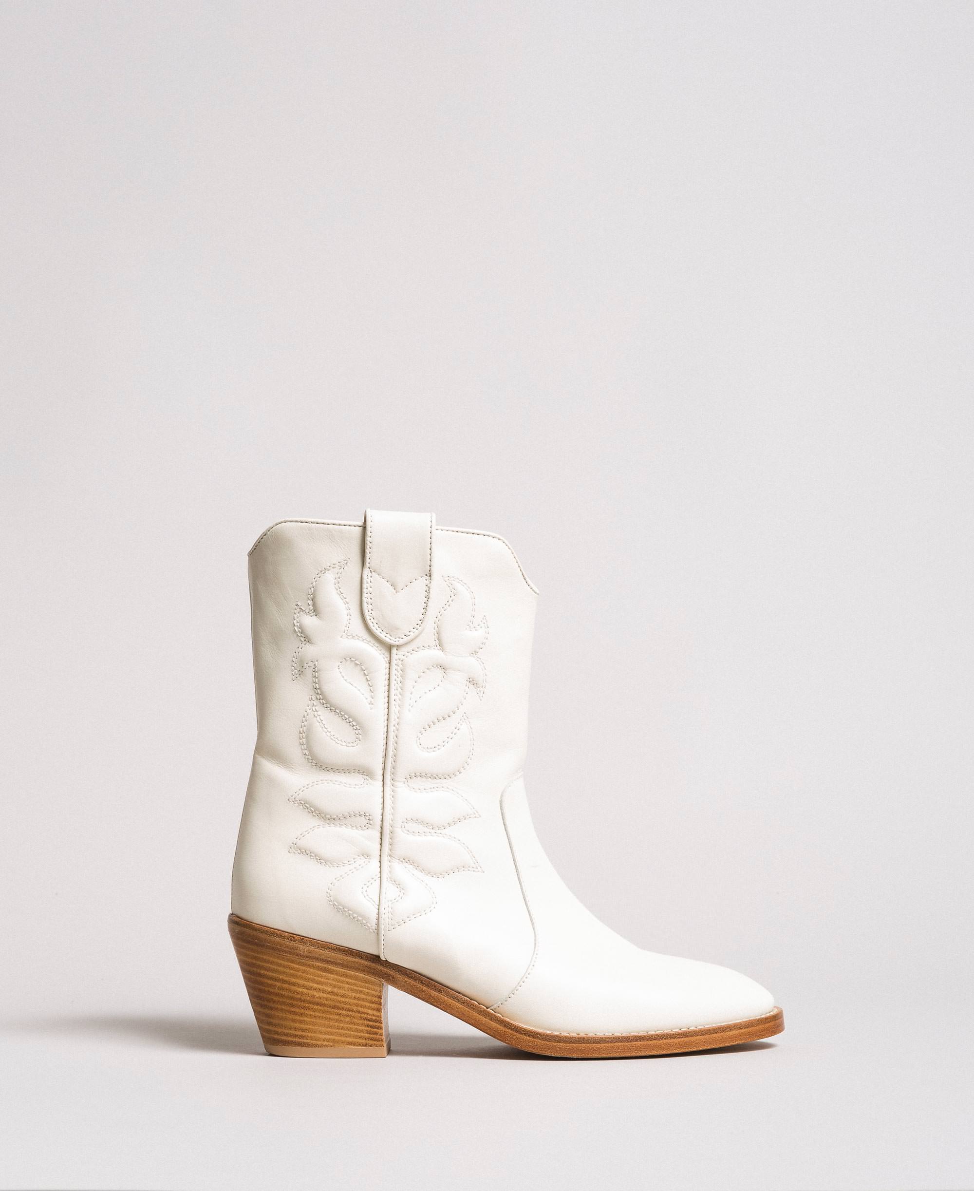 White Embroidery Cowboy Boots