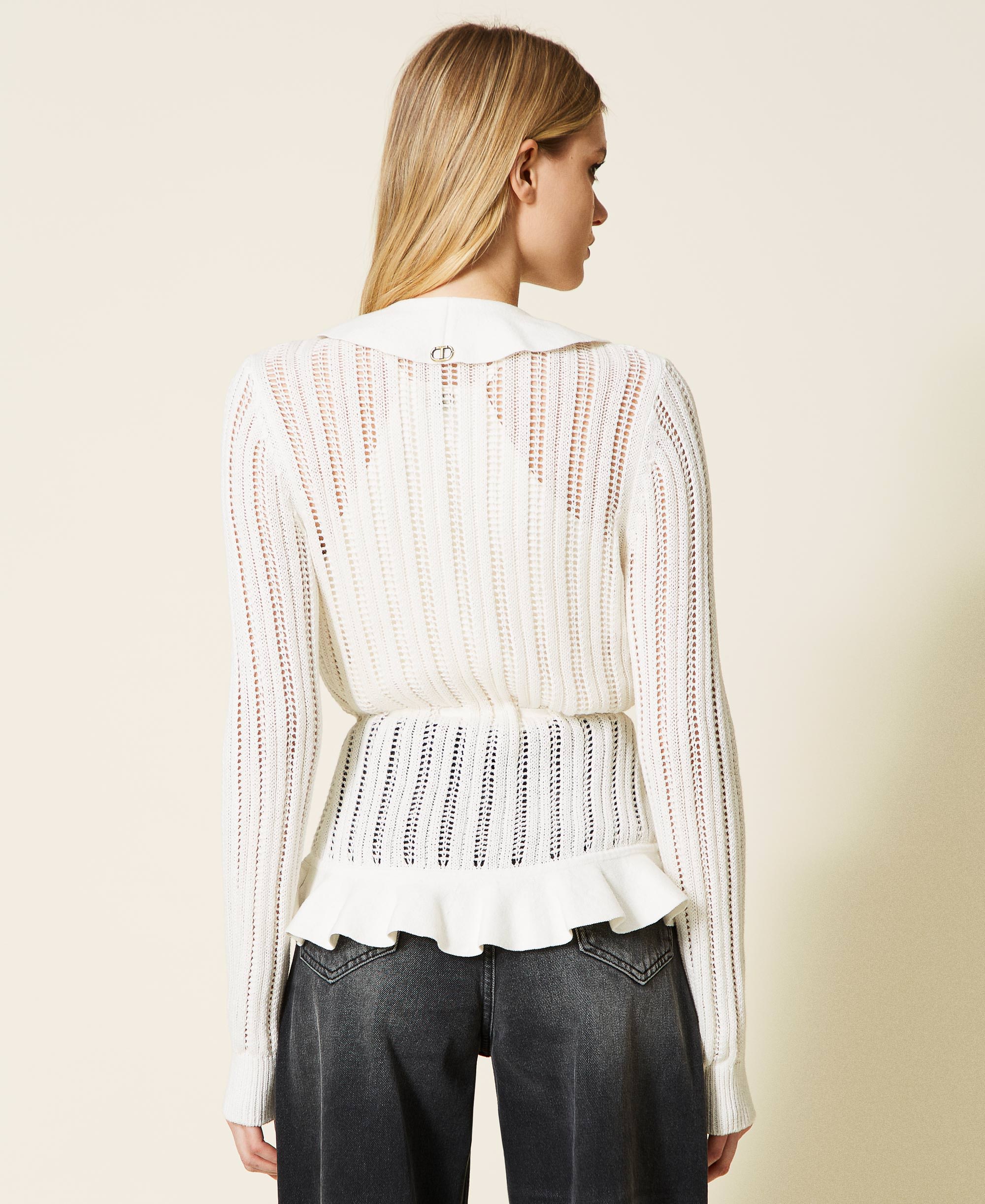 Traforato Trim Cardigan in Black