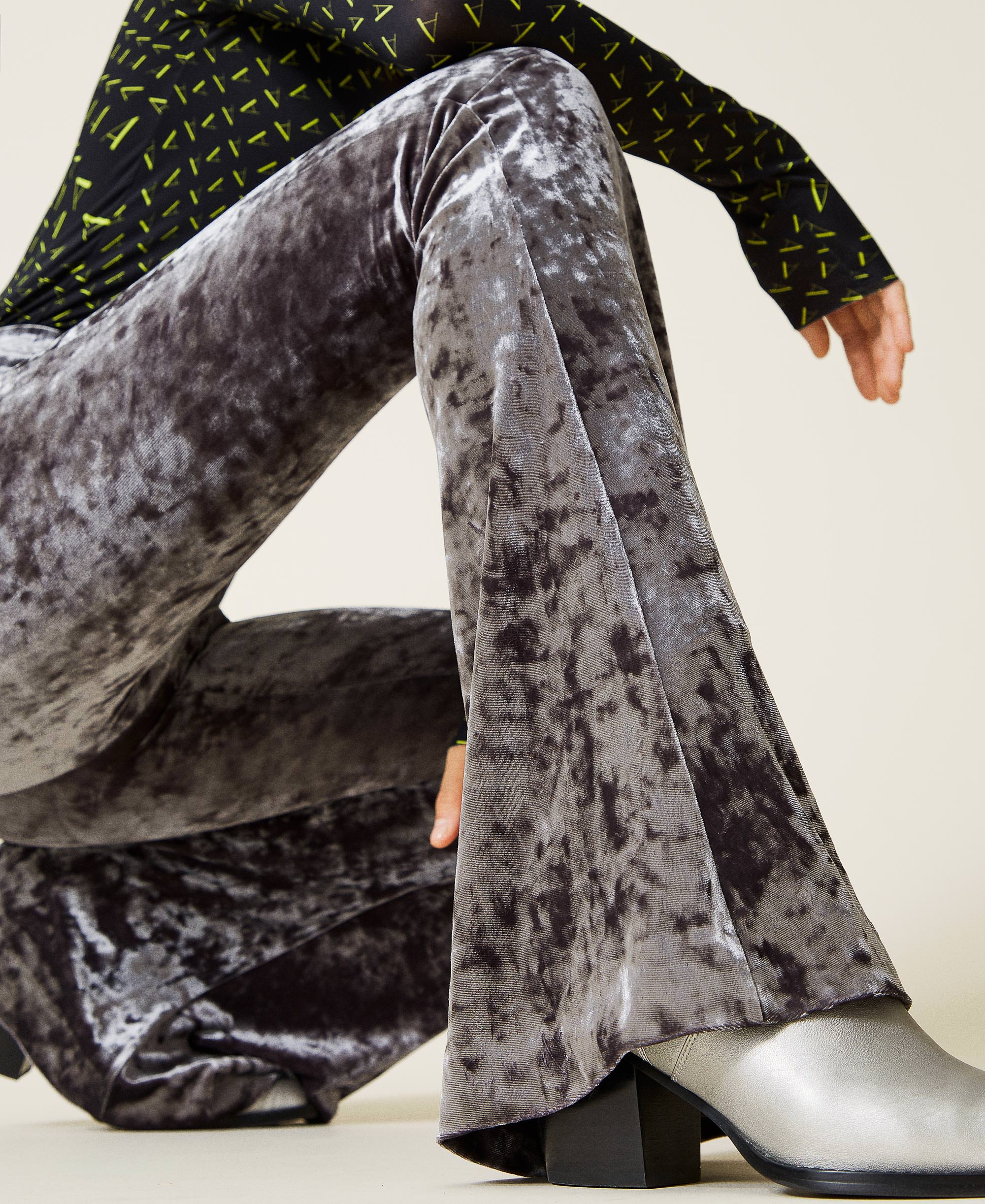 Pantalón 'Galena' de terciopelo Mujer, Gris | TWINSET Milano