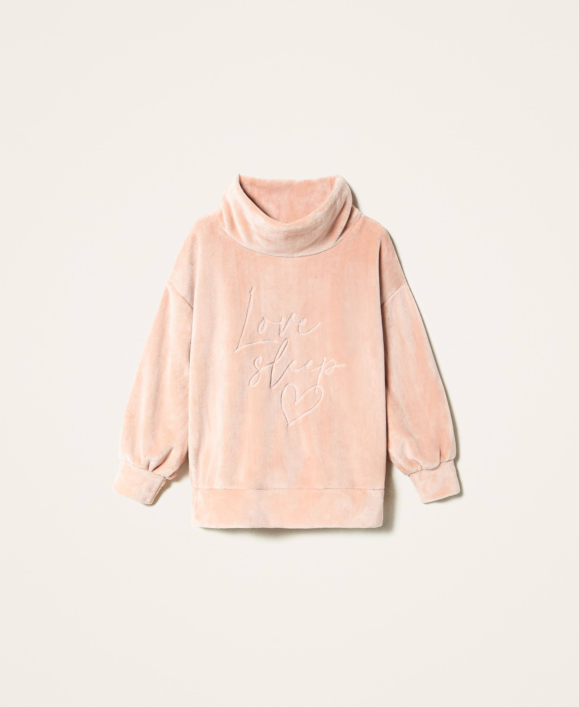 Faux fur sweatshirt with embroidery 