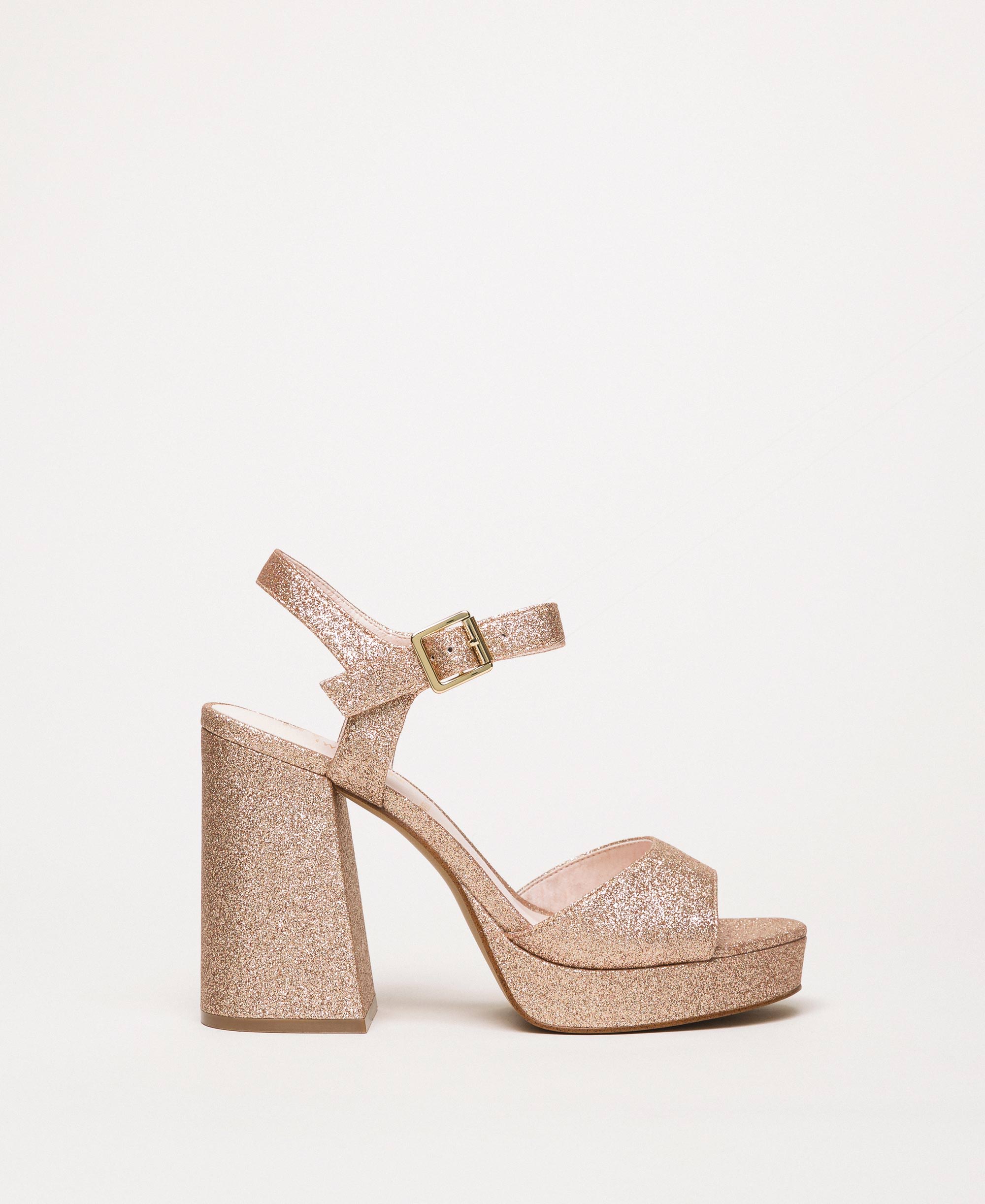Sandalias de plataforma de glitter Mujer, Rosa | TWINSET Milano