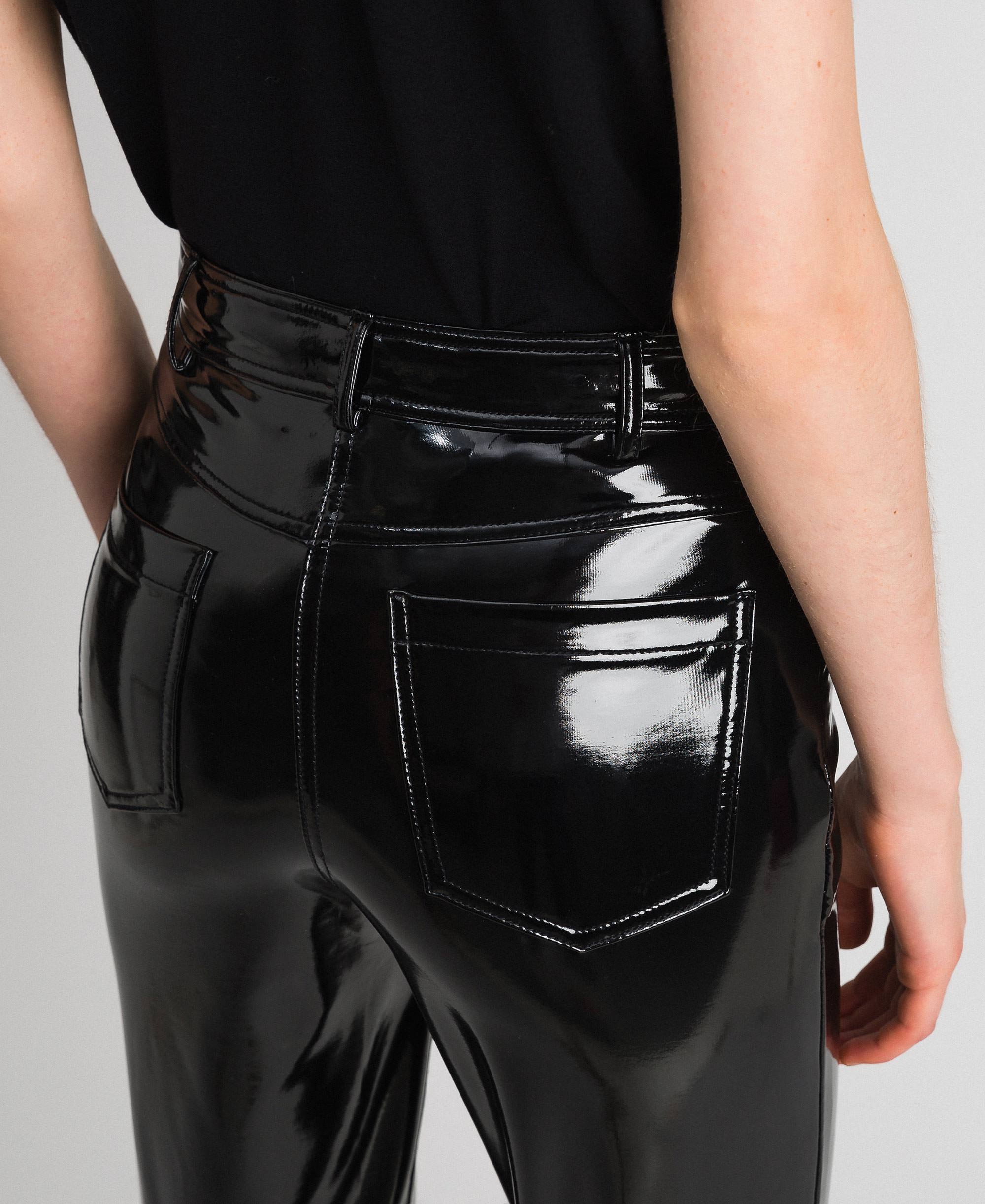 Patent leather effect faux leather leggings